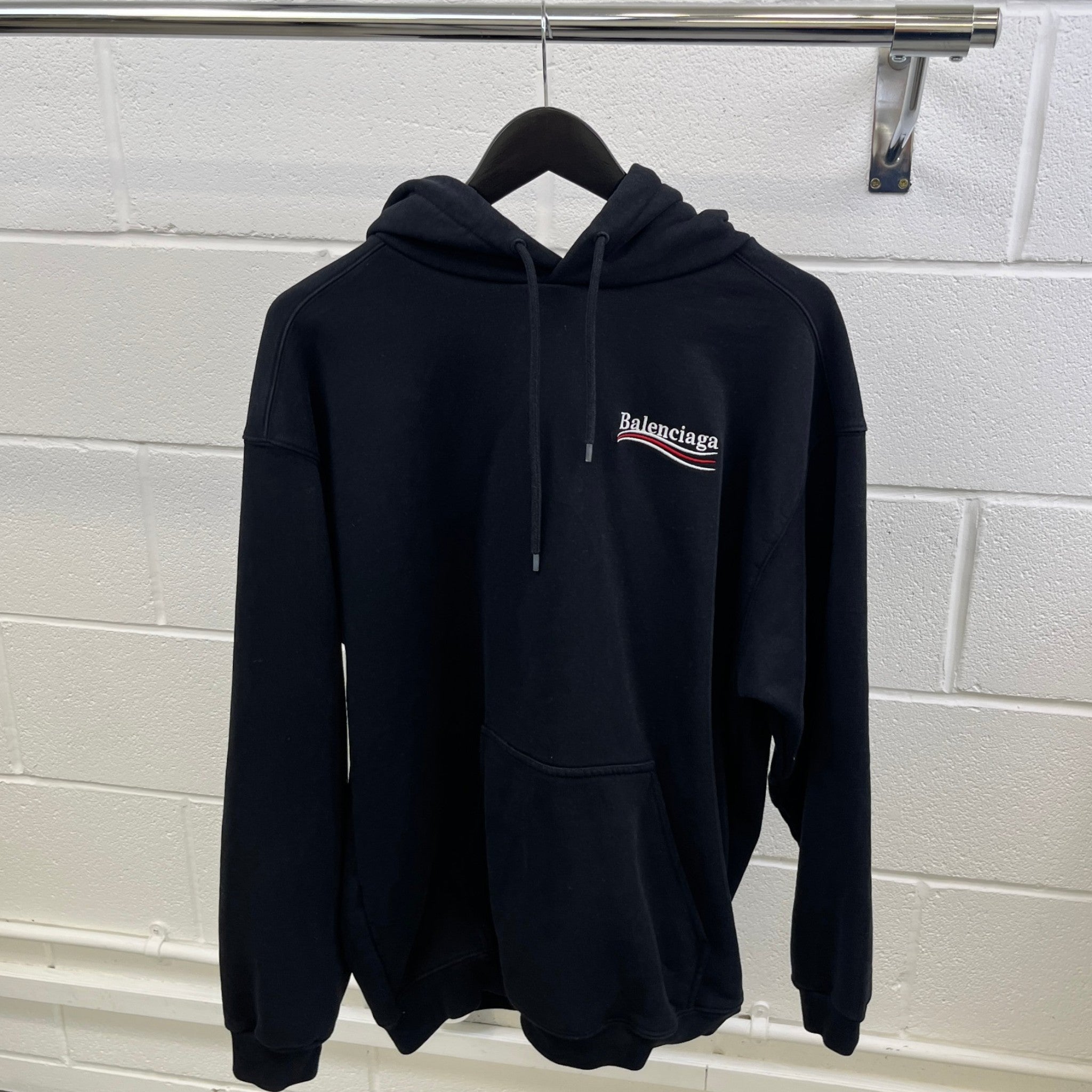 Men's Embroidered Logo Hoodie Black Size L