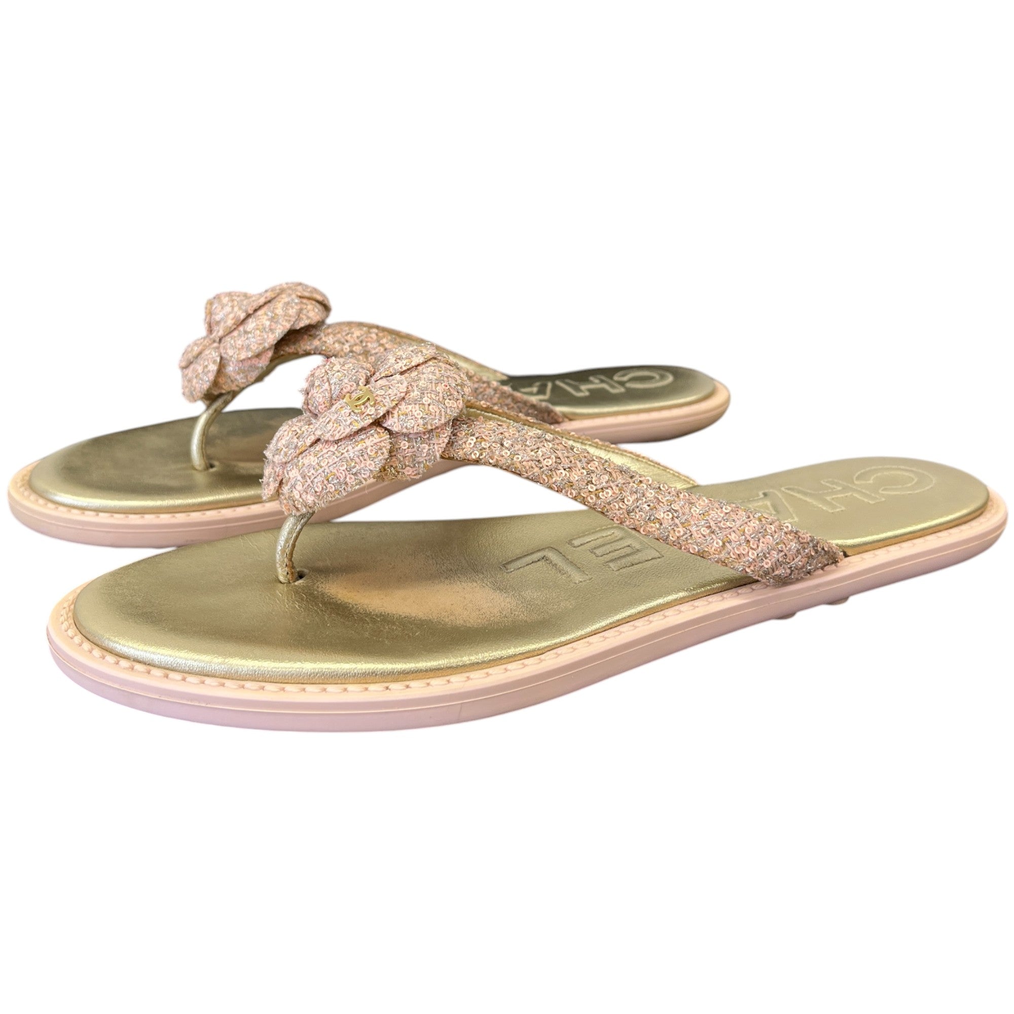 Women's Tweed Cc Camellia Sandals Pink Size EU 40 / UK 7