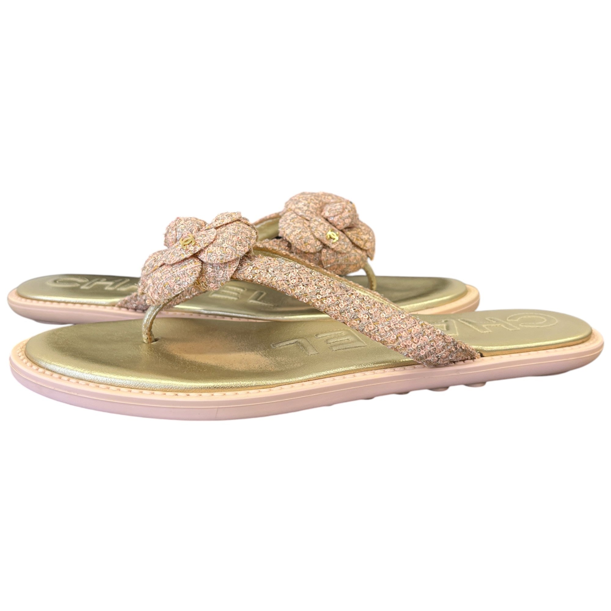 Women's Tweed Cc Camellia Sandals Pink Size EU 40 / UK 7