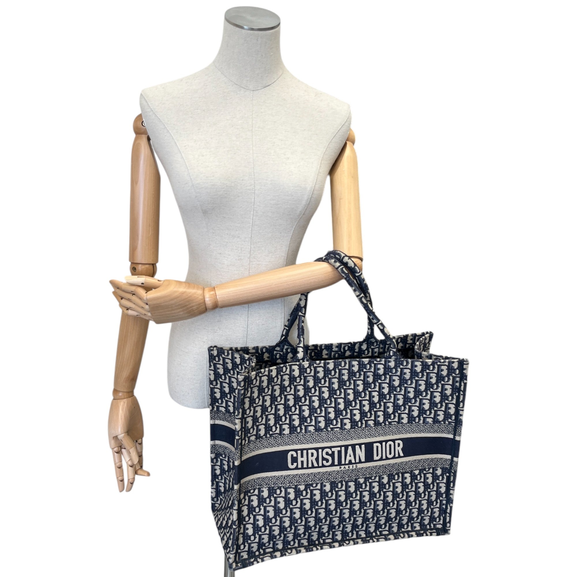 Women's Large Oblique Book Tote Bag Navy