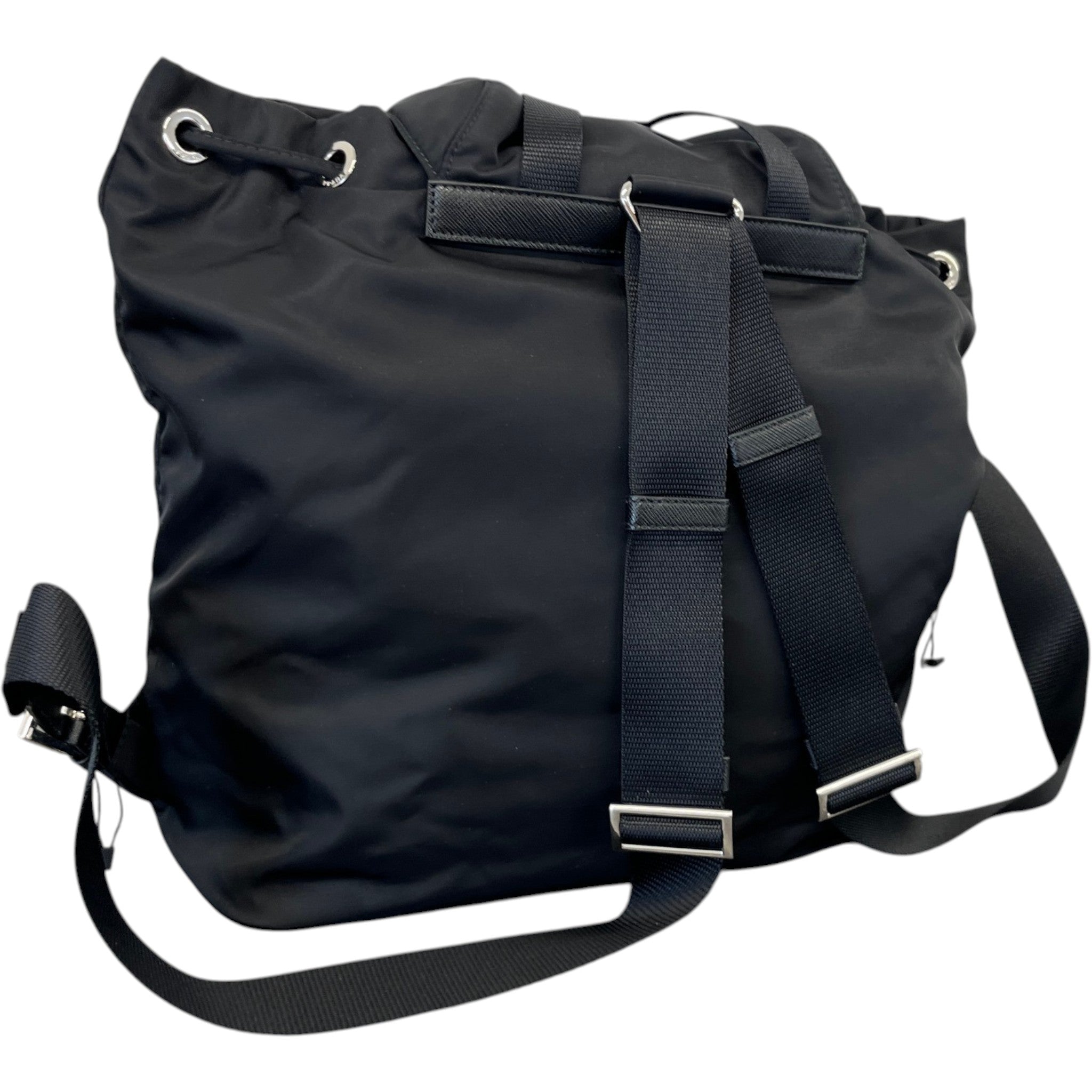 Women's Re-Nylon Plaque Logo Backpack Black