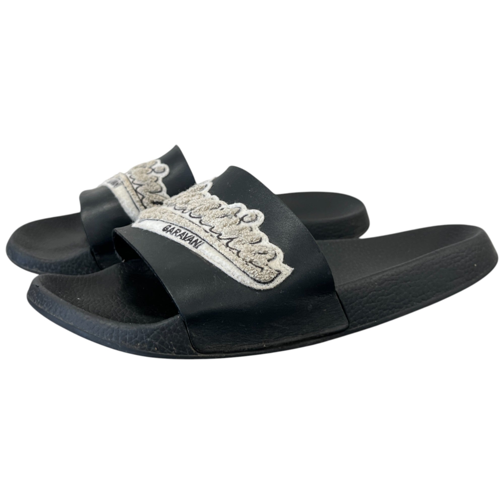 Men's Applique Logo Slides Black Size EU 44 / UK 10