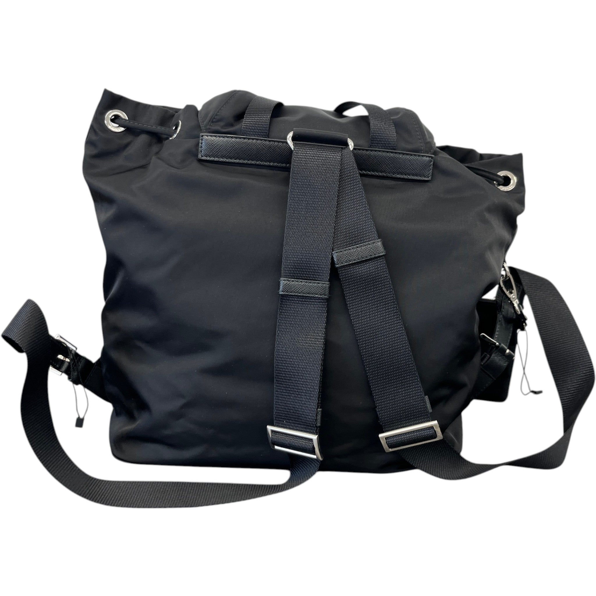 Women's Re-Nylon Plaque Logo Backpack Black