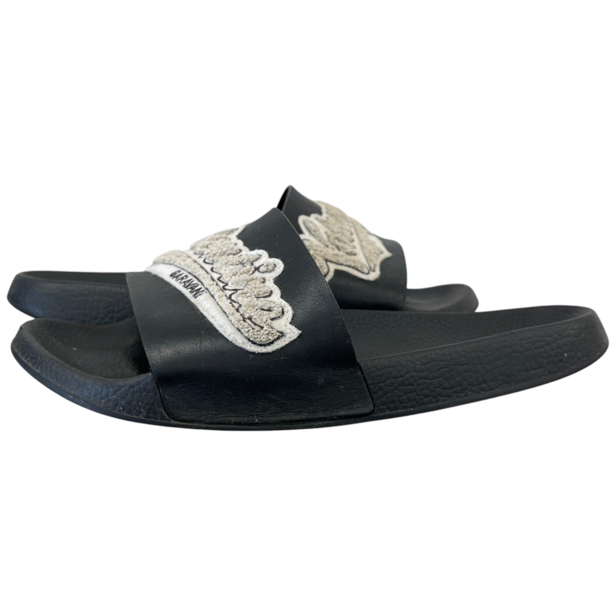Men's Applique Logo Slides Black Size EU 44 / UK 10