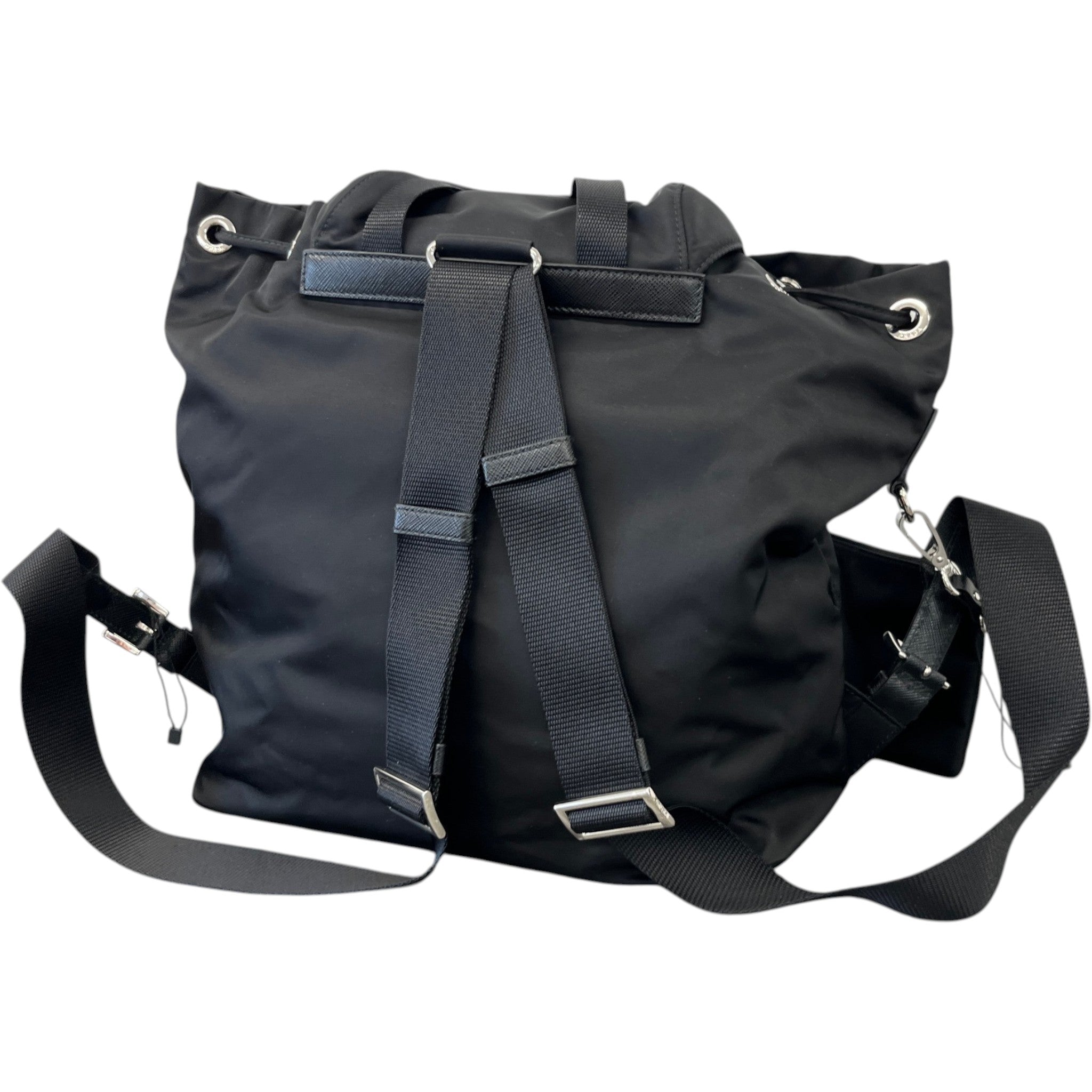Women's Re-Nylon Plaque Logo Backpack Black