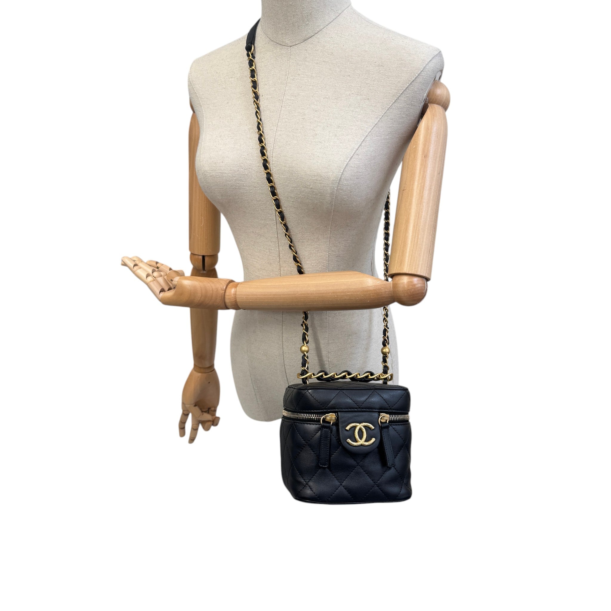 Women's Quilted Vanity Bag Black