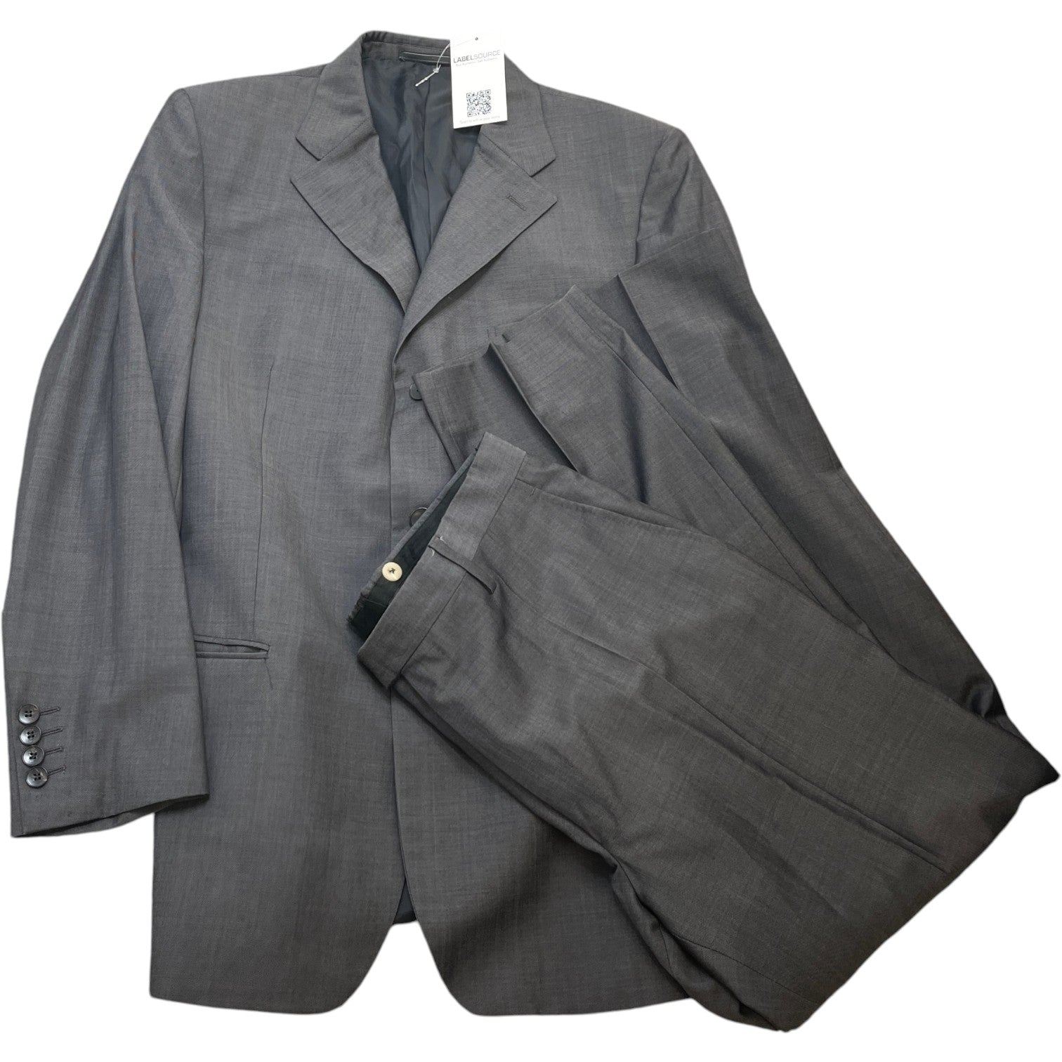 Men's Embroidered Logo Suit Grey Size 52R