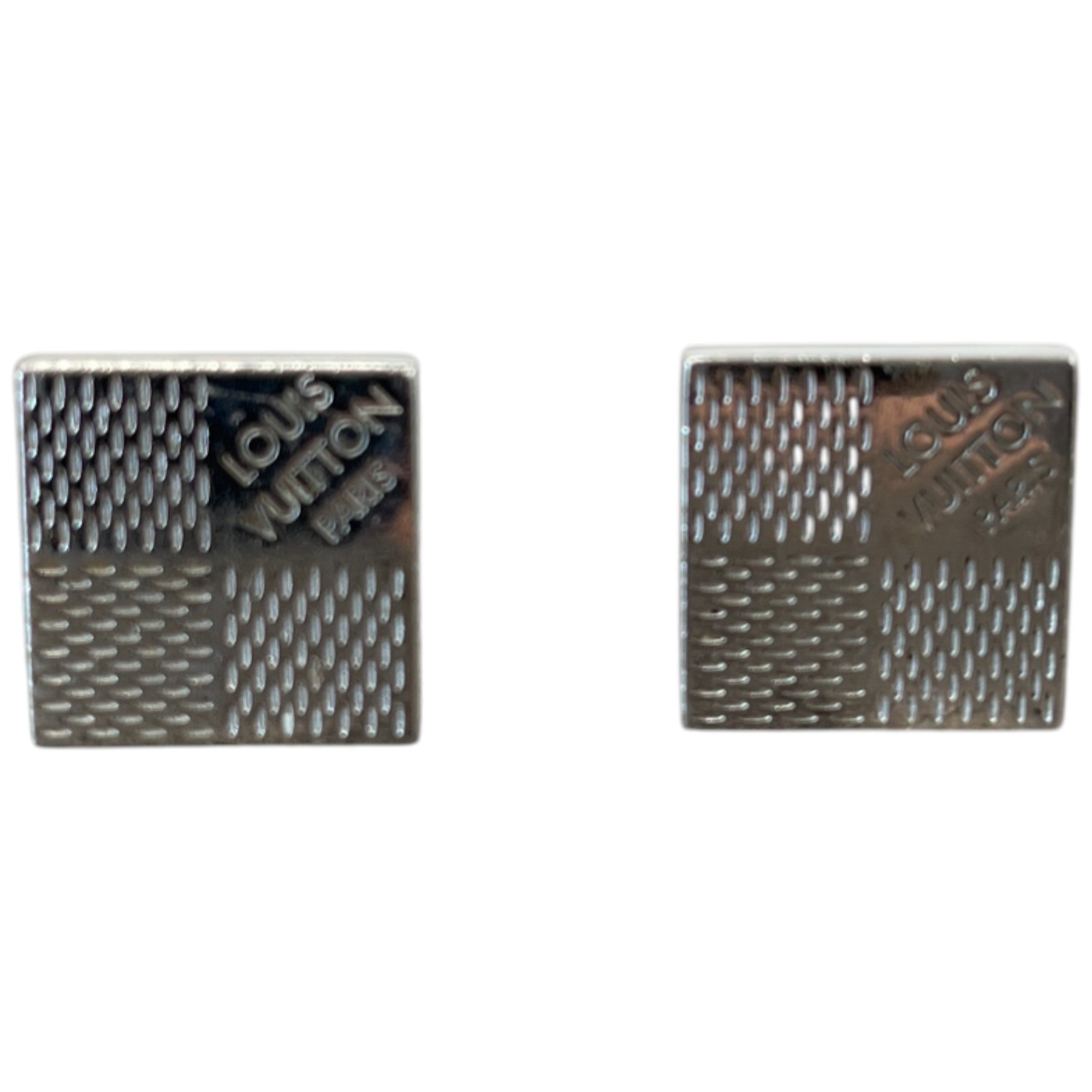 Men's Damier Palladium Cufflinks Silver
