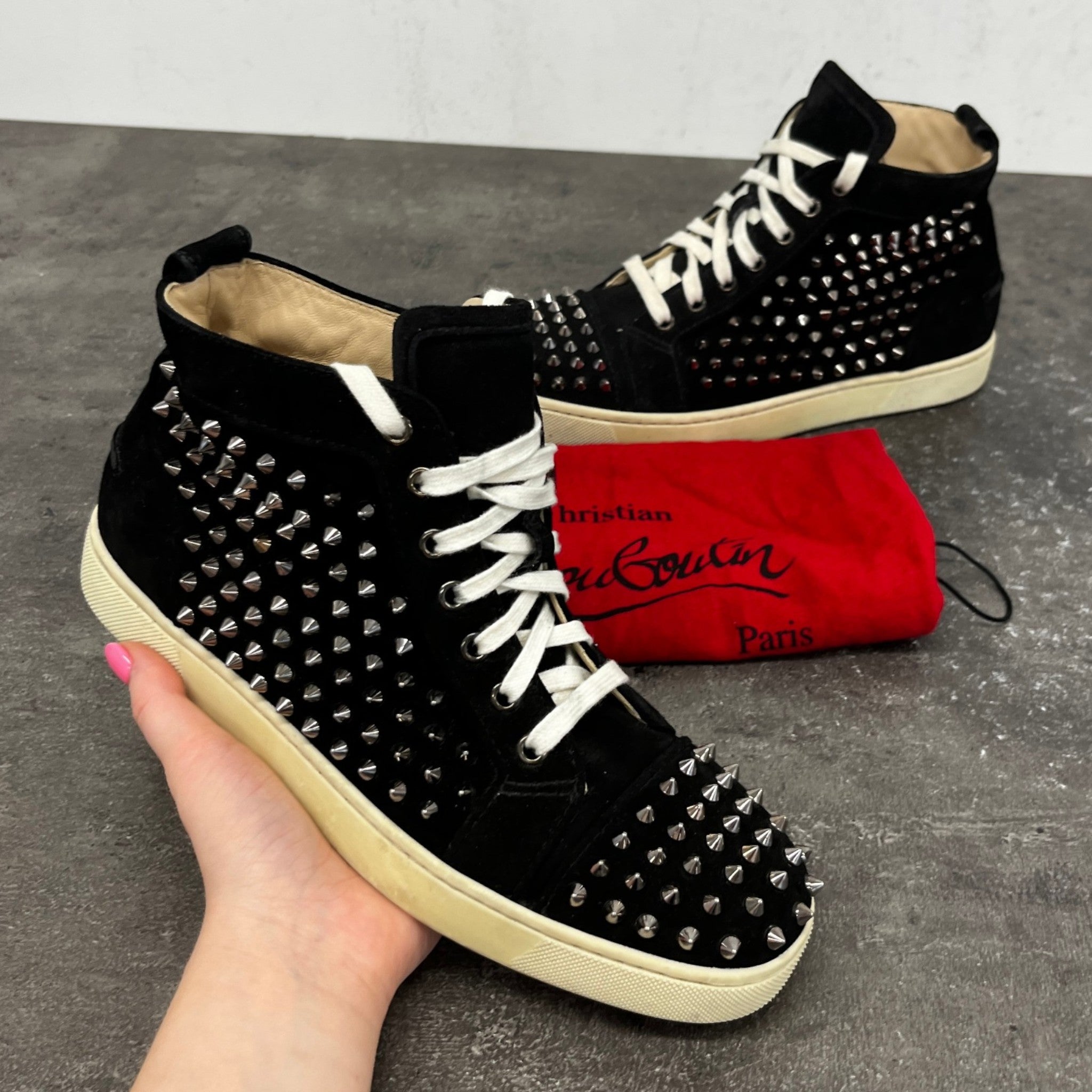 Men's Lou Spikes High Trainers Black Size EU 40 / UK 6