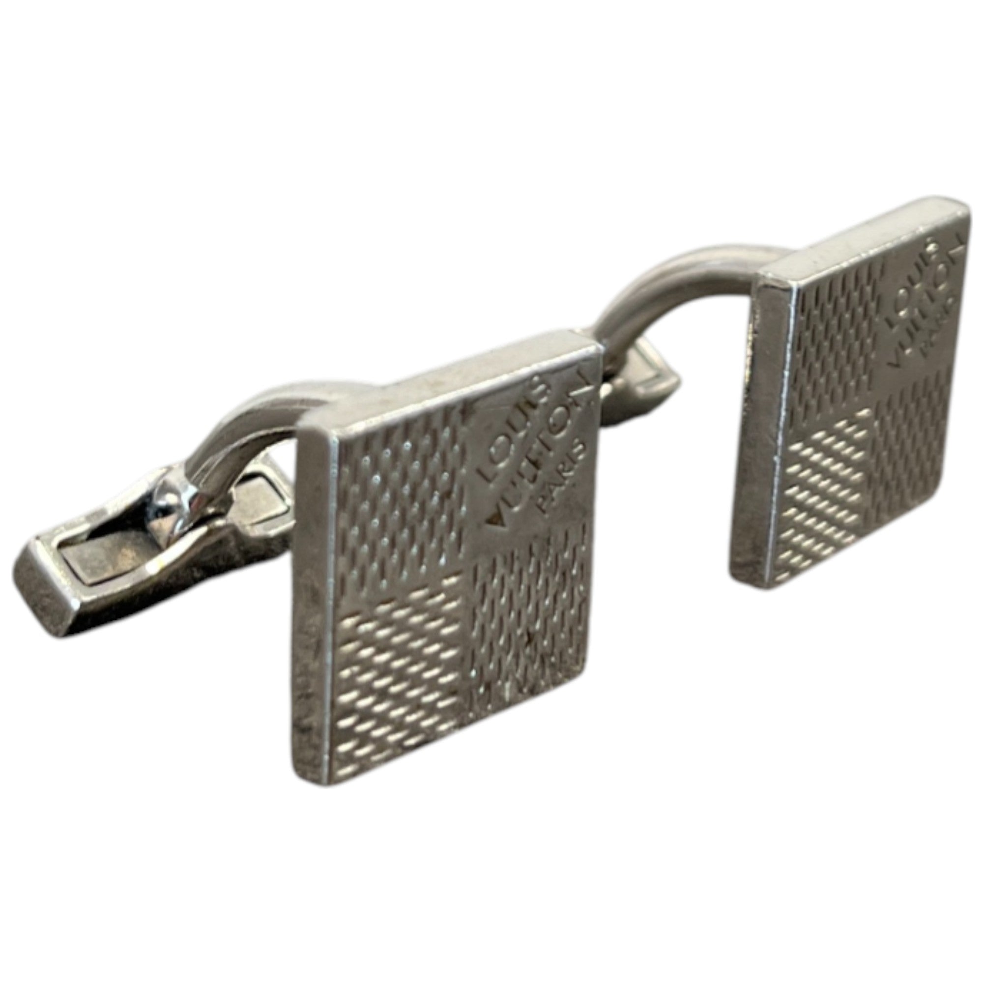Men's Damier Palladium Cufflinks Silver