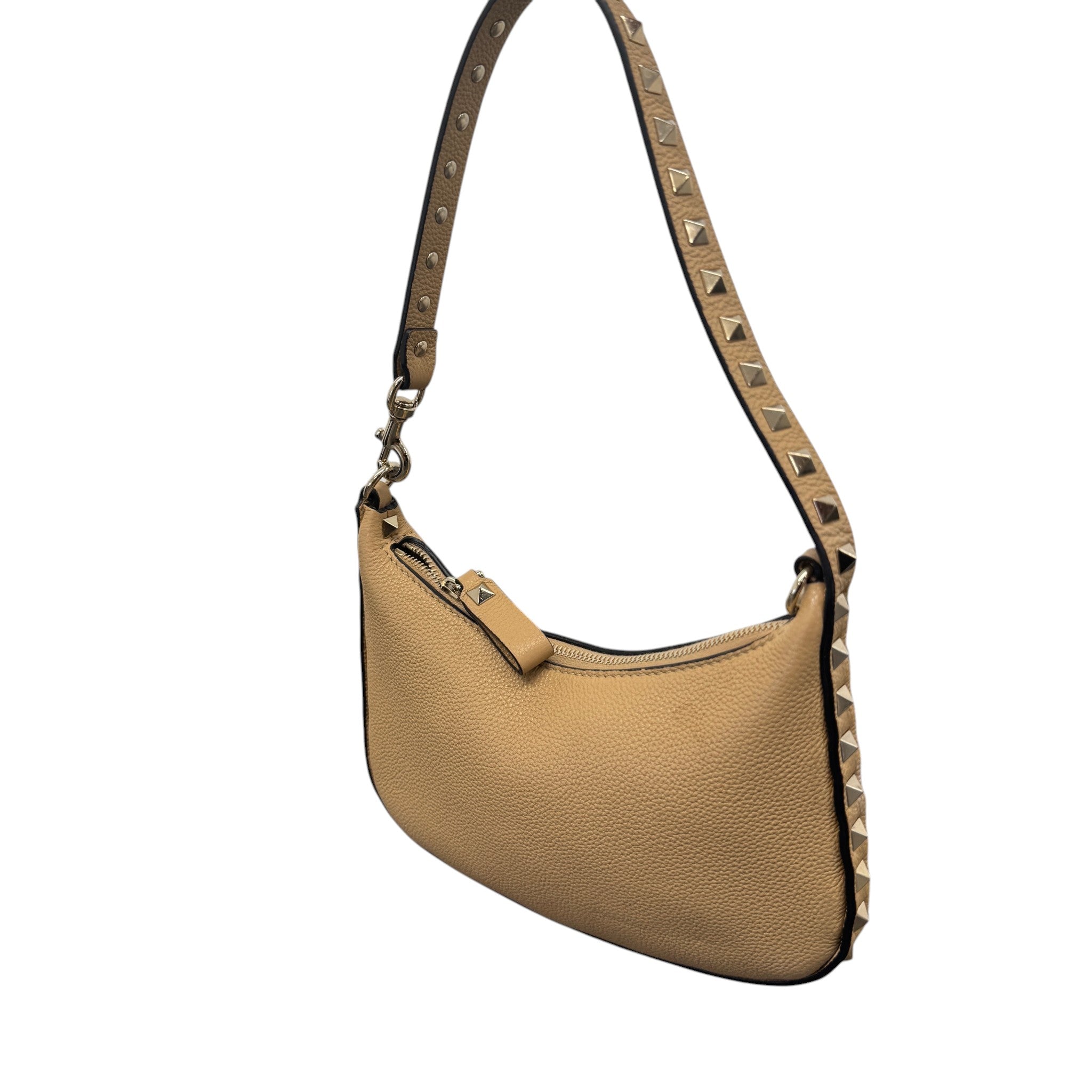 Women's Mini Rockstud Hobo Bag Beige