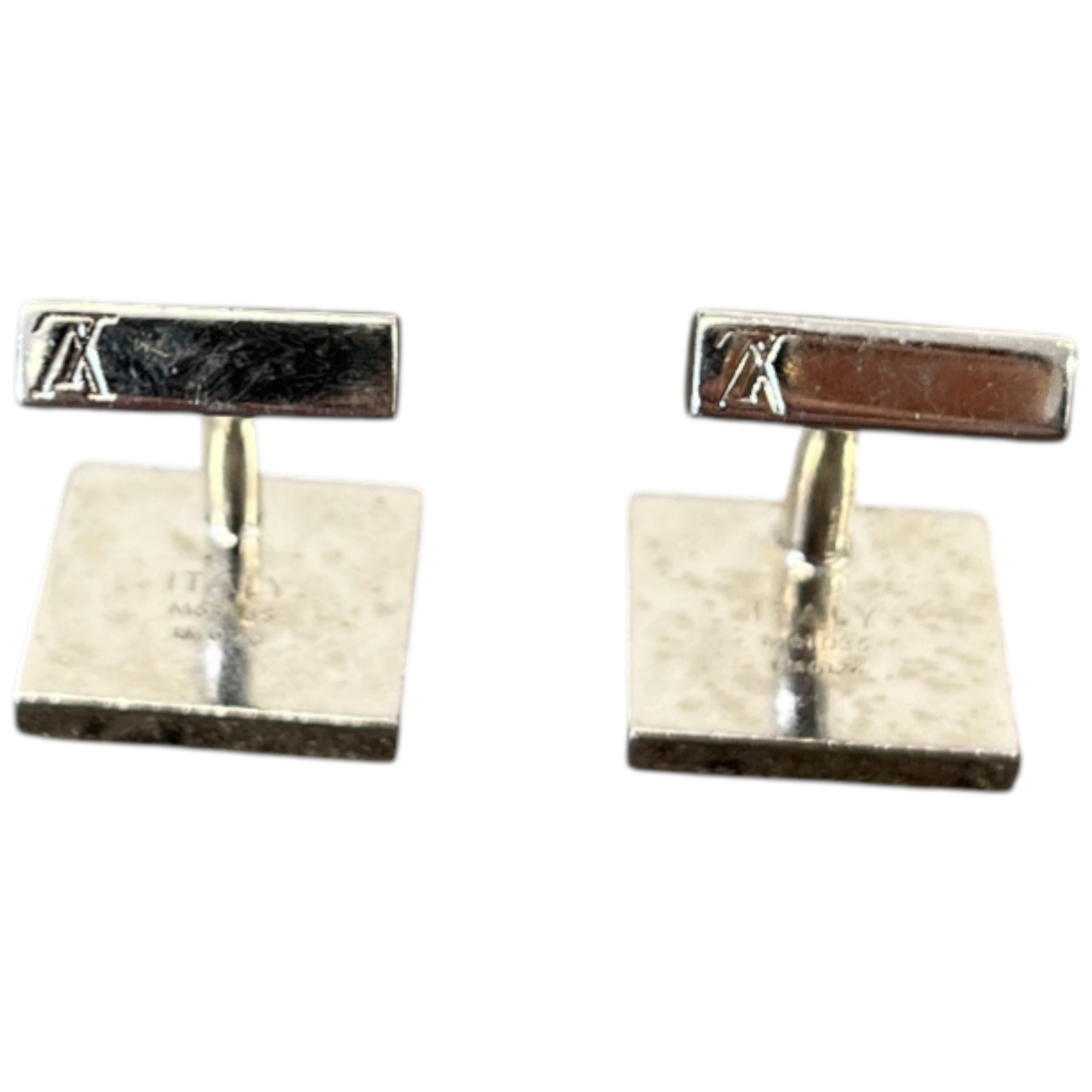 Men's Damier Palladium Cufflinks Silver