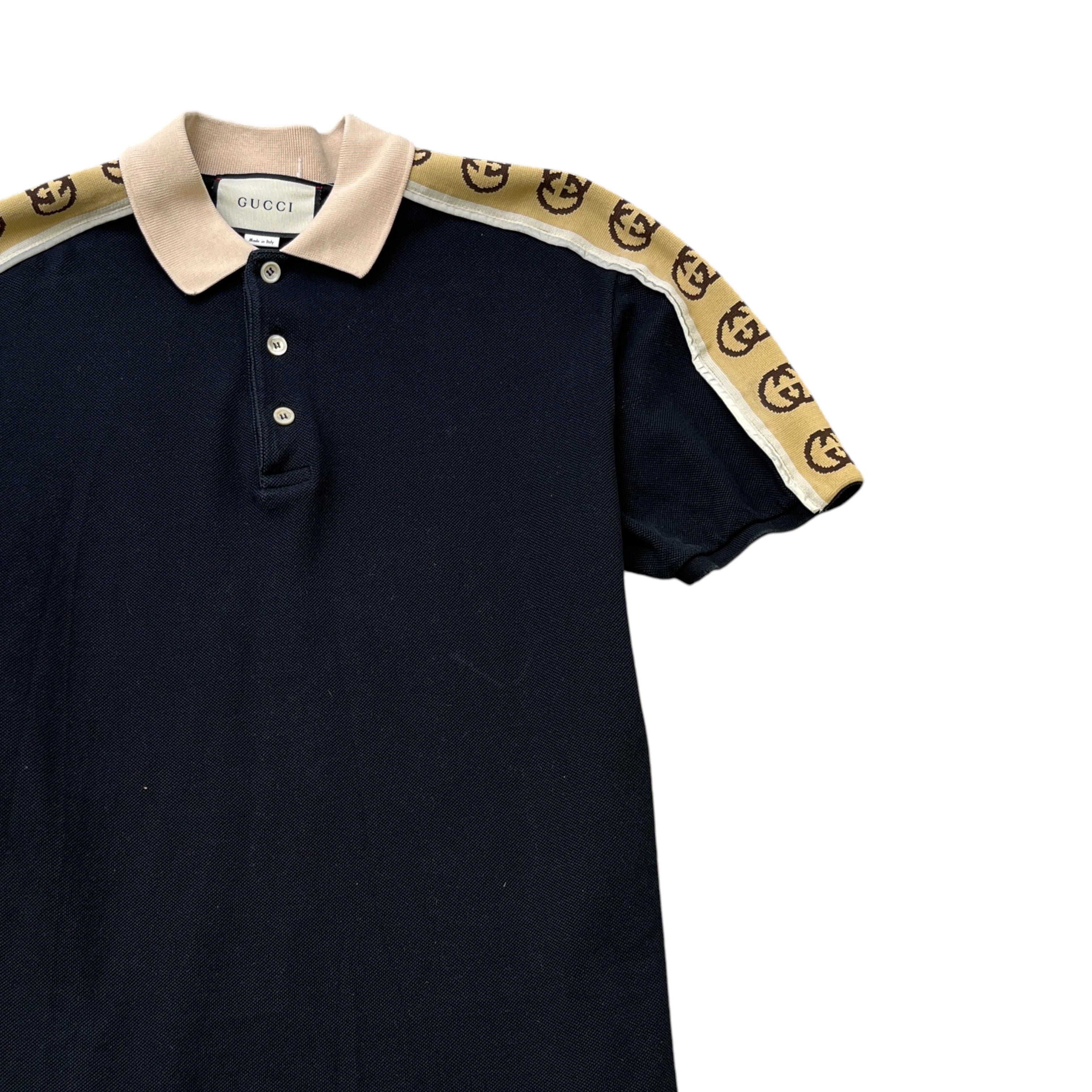 Men's Gg Tape Logo Polo Shirt Black Size M