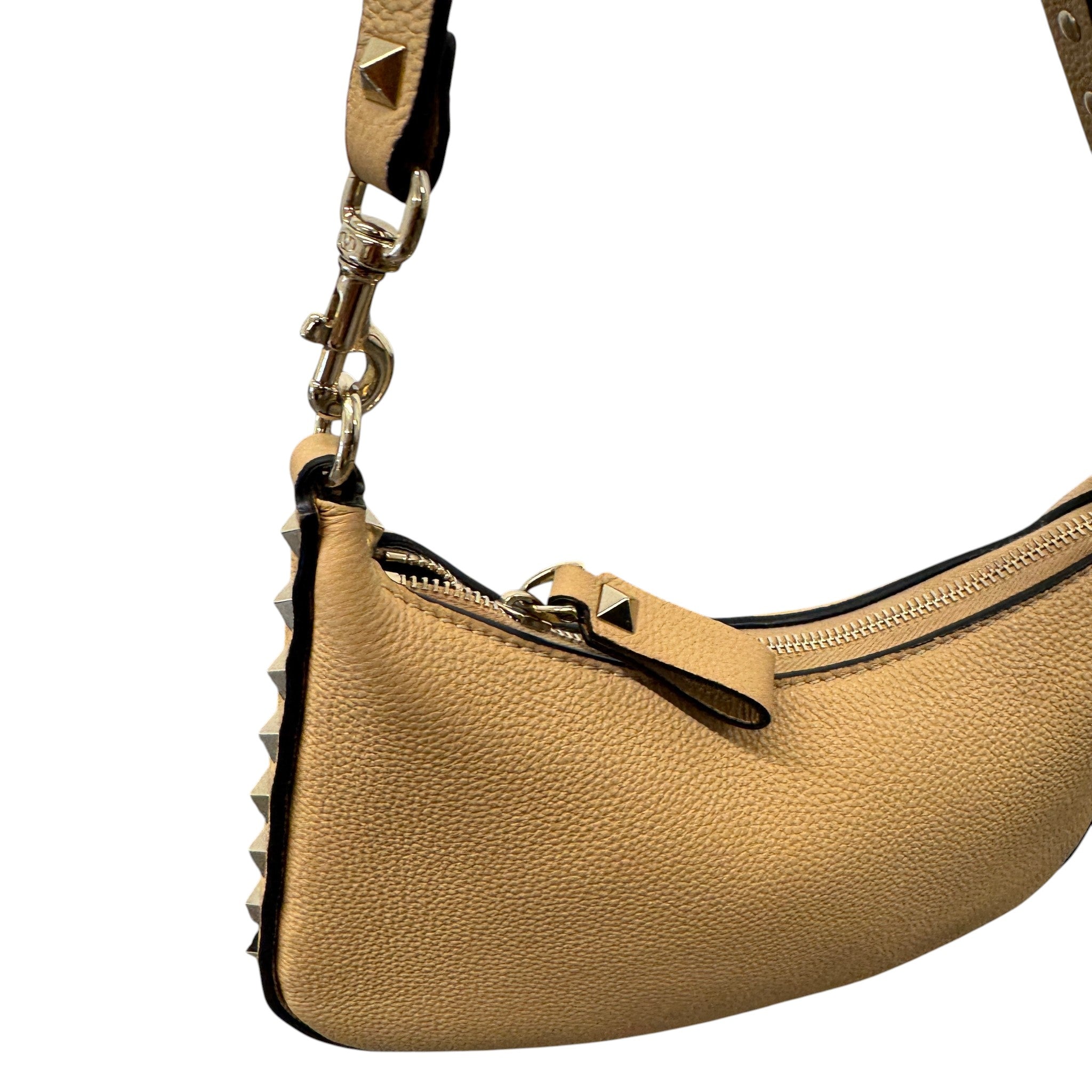 Women's Mini Rockstud Hobo Bag Beige