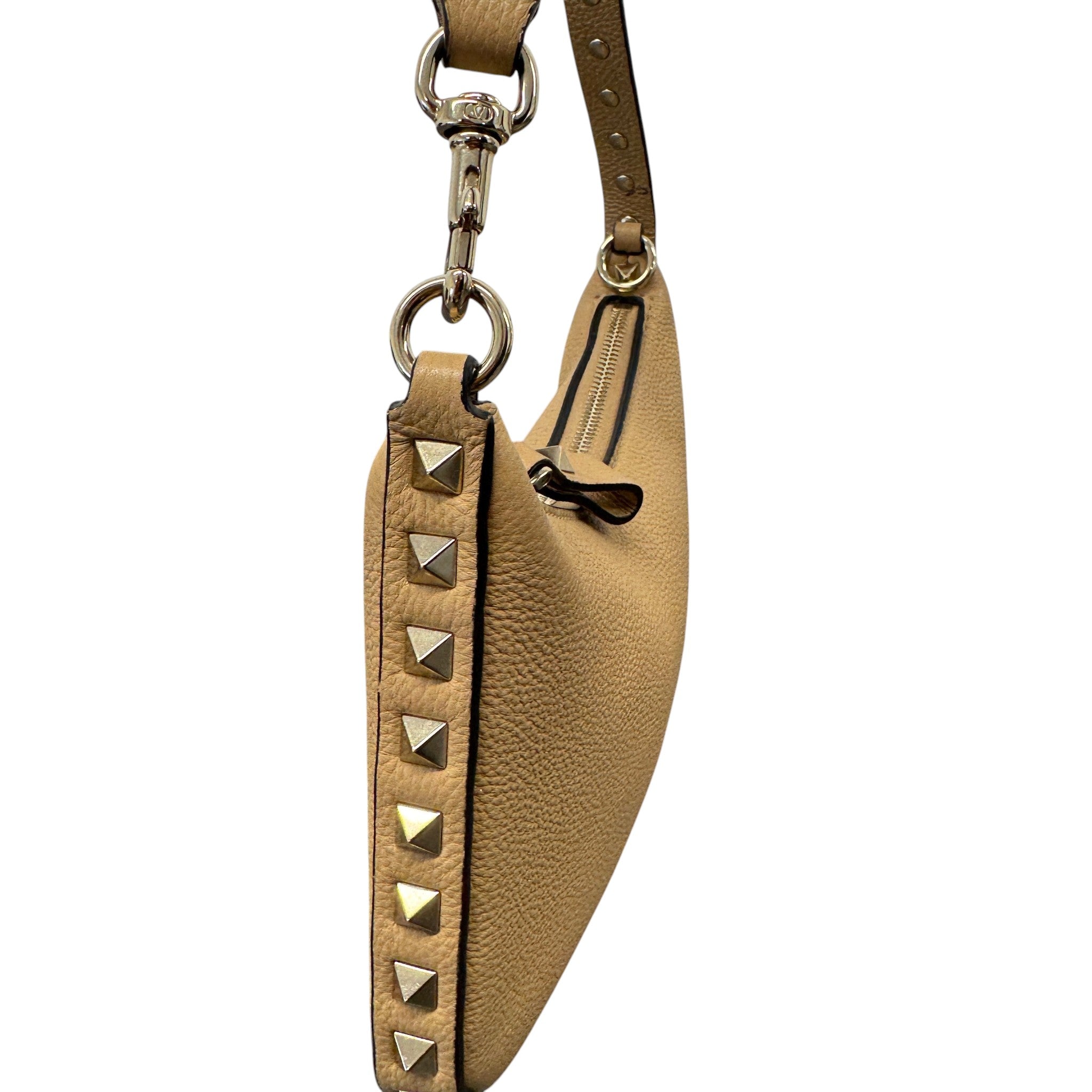 Women's Mini Rockstud Hobo Bag Beige
