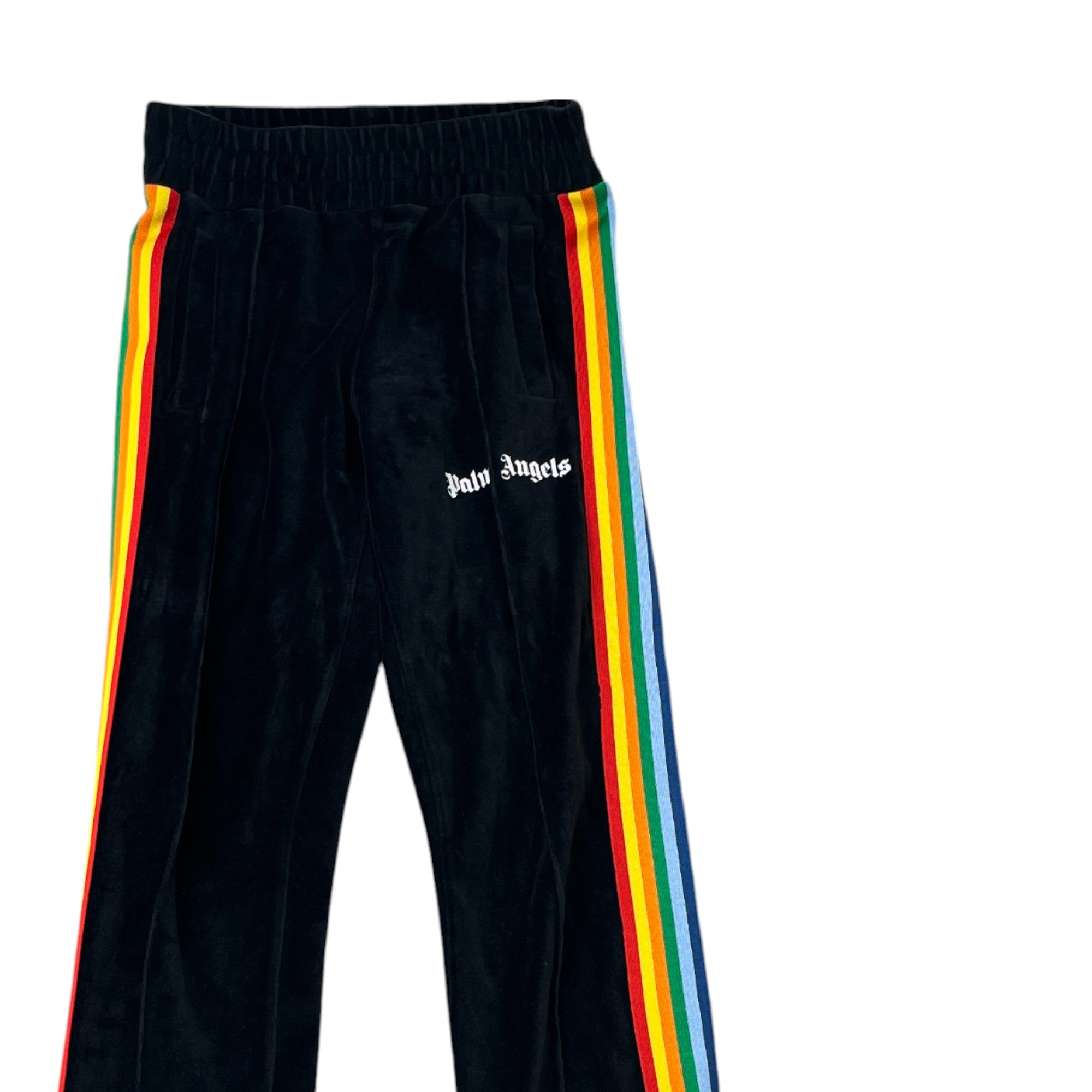 Men's Rainbow Stripe Joggers Black Size XS