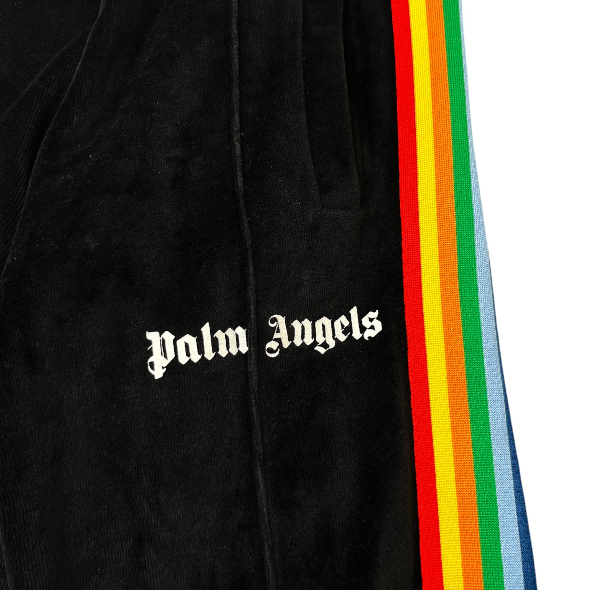 Men's Rainbow Stripe Joggers Black Size XS