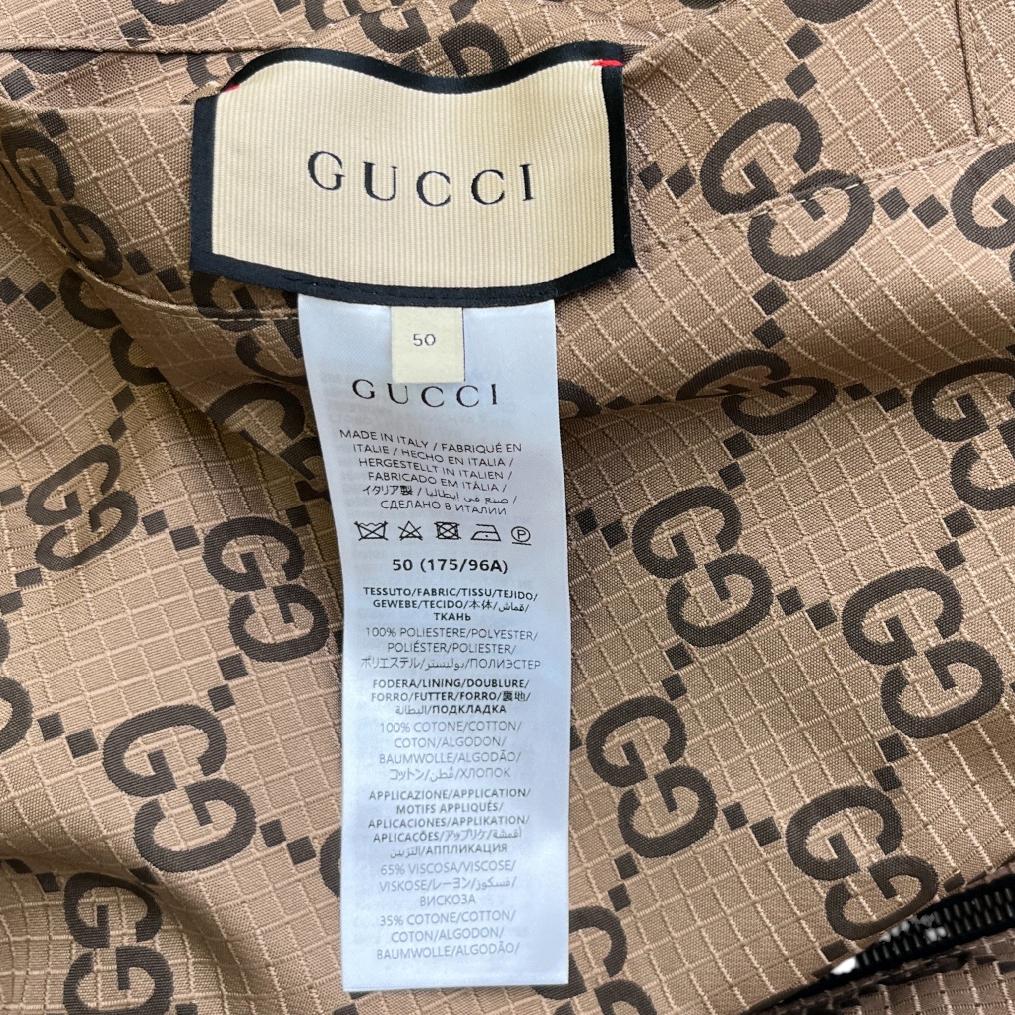 Men's Reversible Gg Supreme Web Jacket Black Size IT 50 / L