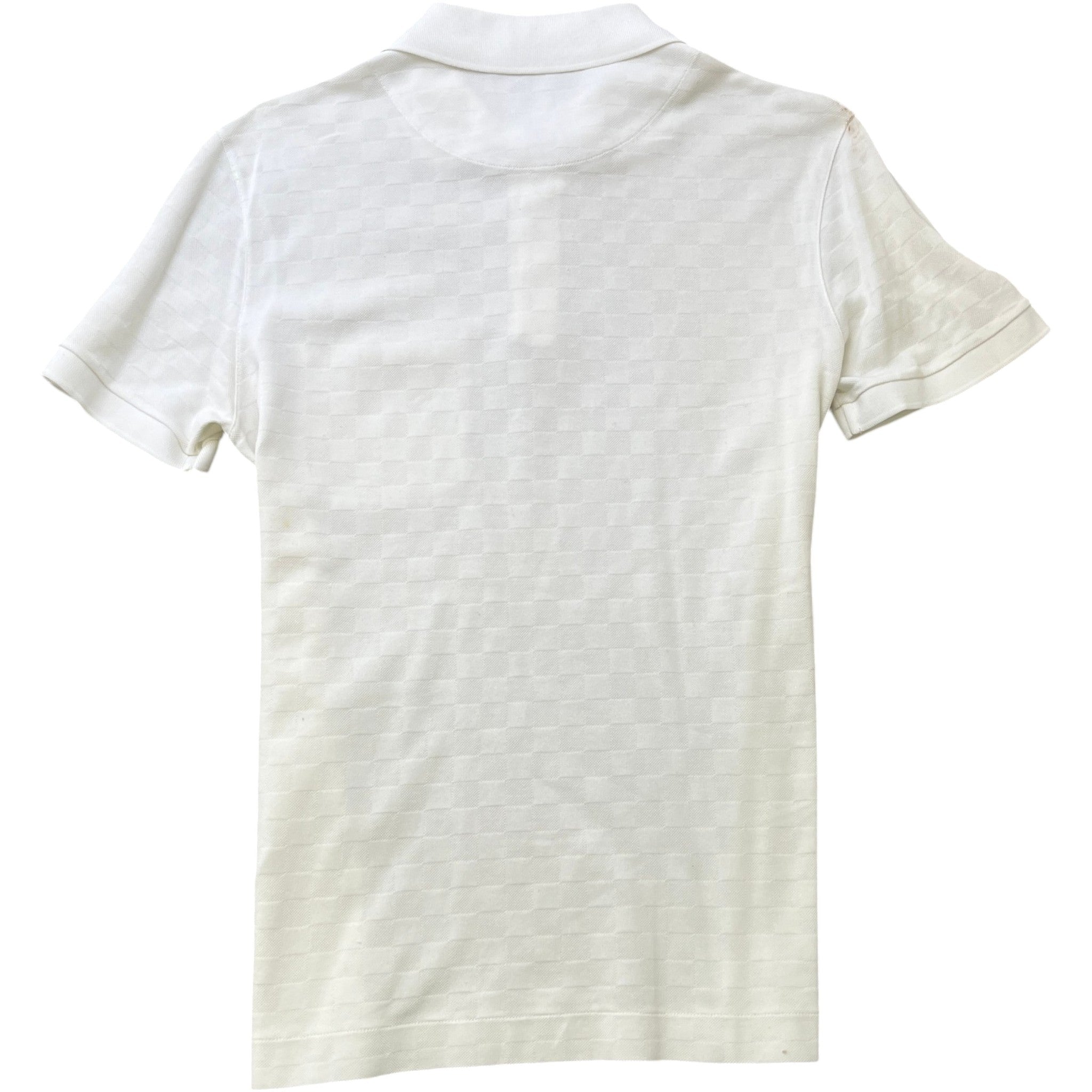 Men's Embroidered Damier Logo Polo Shirt White Size S