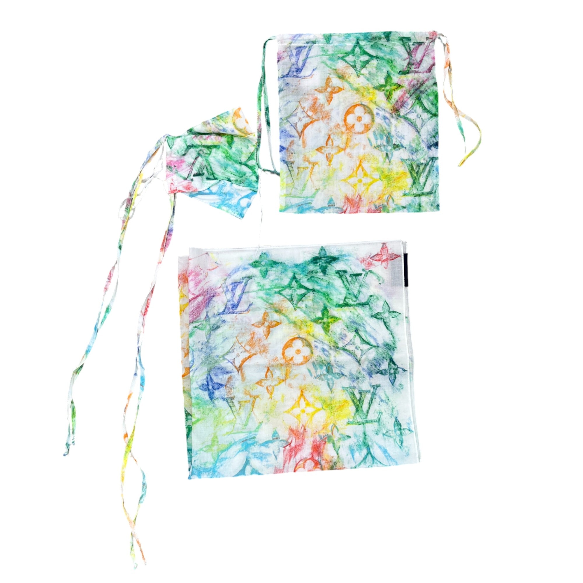 Shawl Monogram Watercolour Bandana & Mask Set Shawl Multi-Coloured