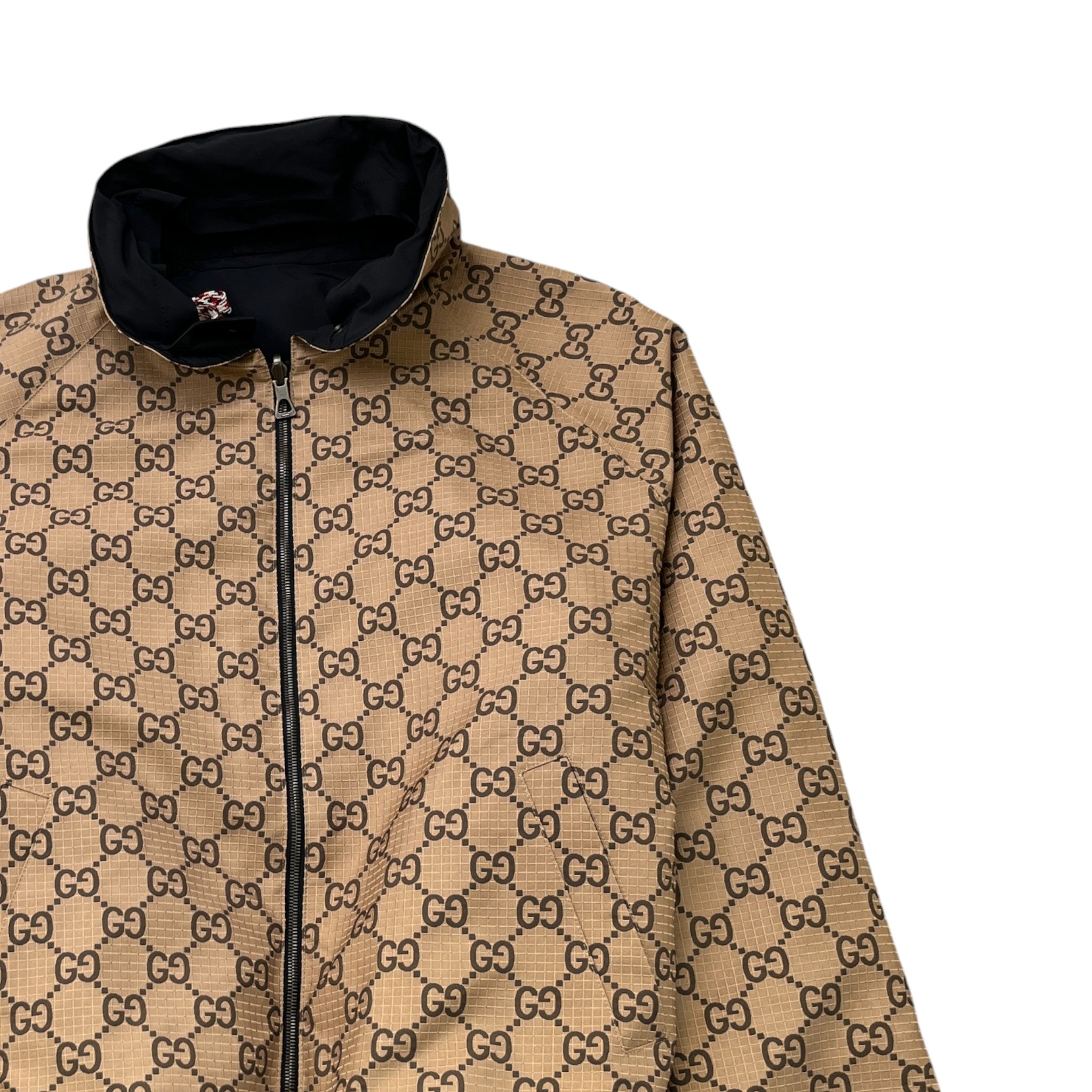 Men's Reversible Gg Supreme Web Jacket Black Size IT 50 / L