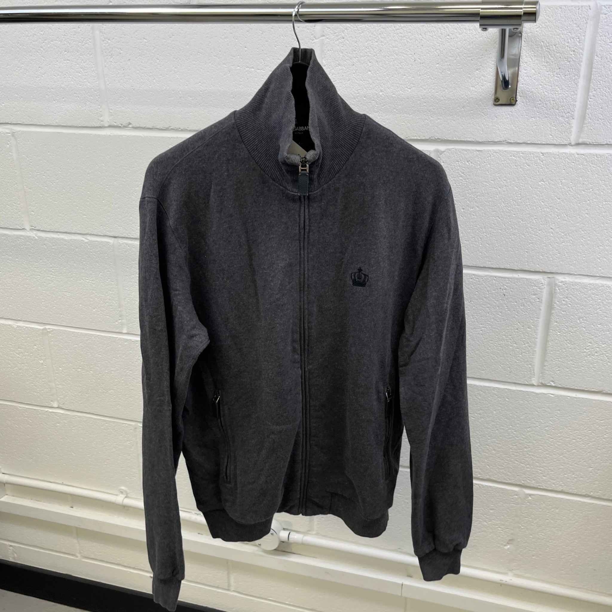 Men's Crown Embroidered Logo Jumper Grey Size IT 52 / UK XL
