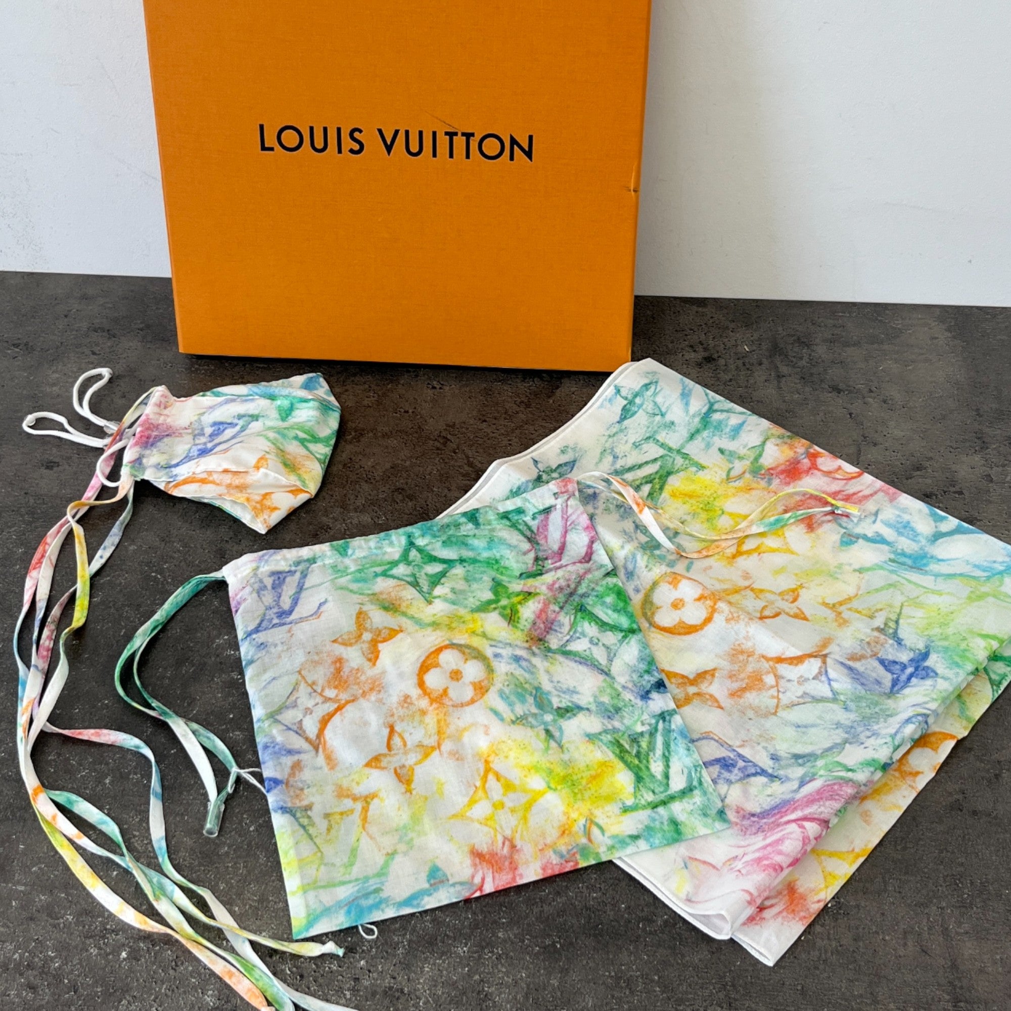 Shawl Monogram Watercolour Bandana & Mask Set Shawl Multi-Coloured