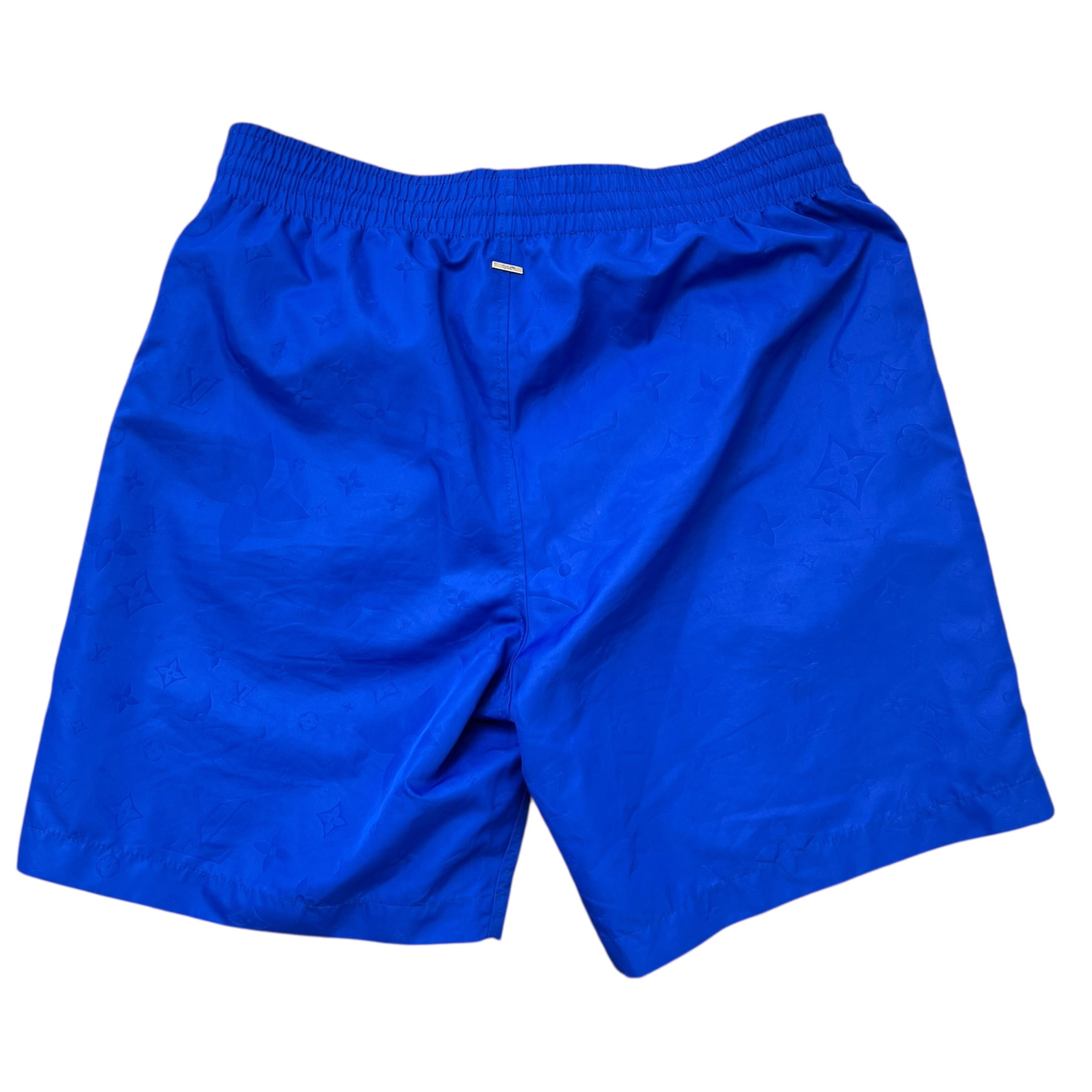 Men's Monogram Logo Swim Shorts Blue Size S