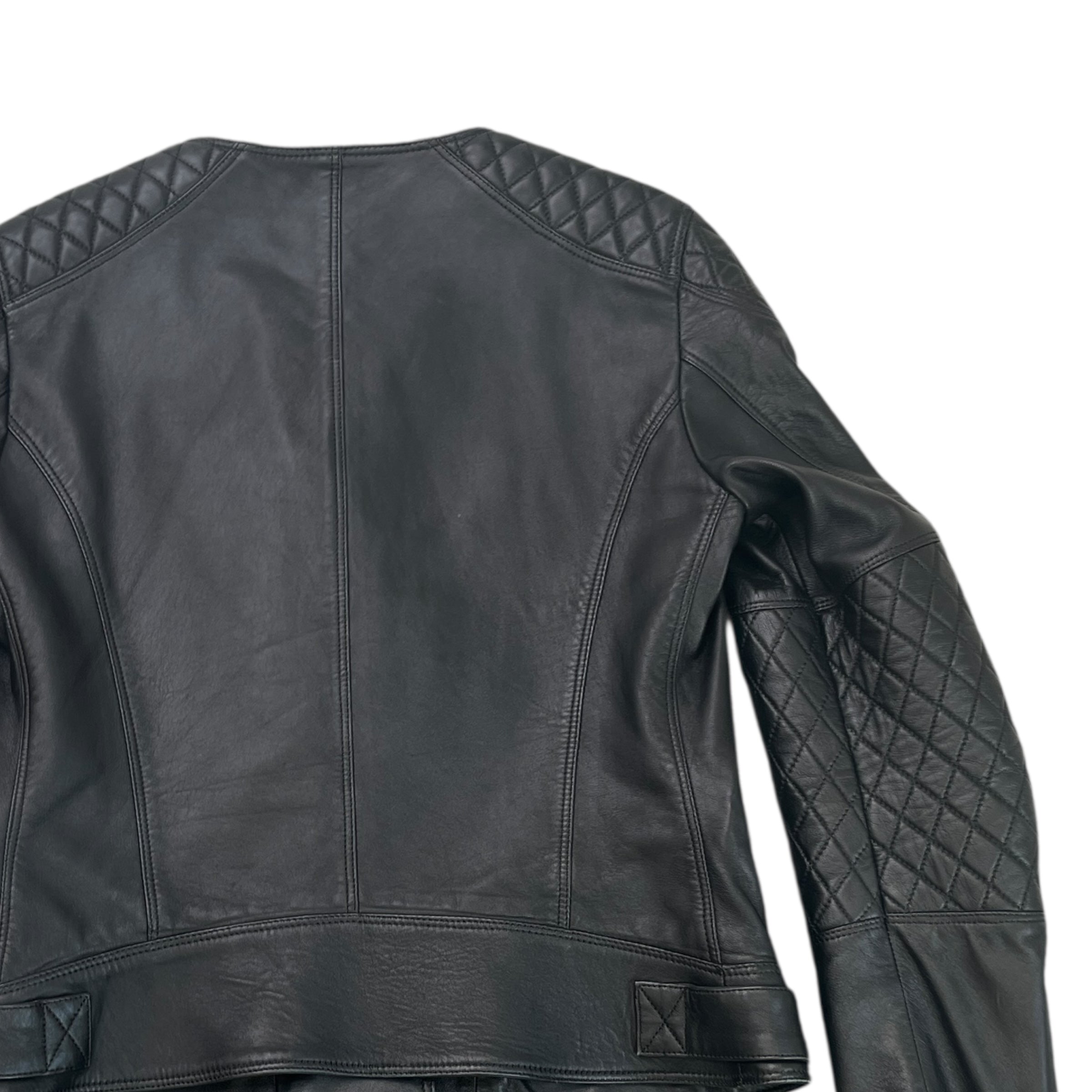 Women's Leather Biker Jacket Black Size L