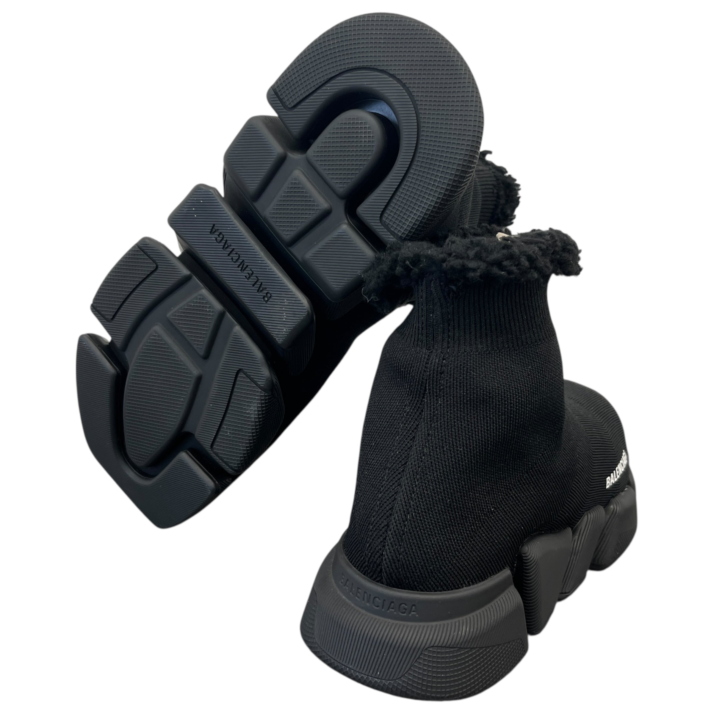 Men's Speed 2.0 Faux Fur High Trainers Black Size EU 42 / UK 8