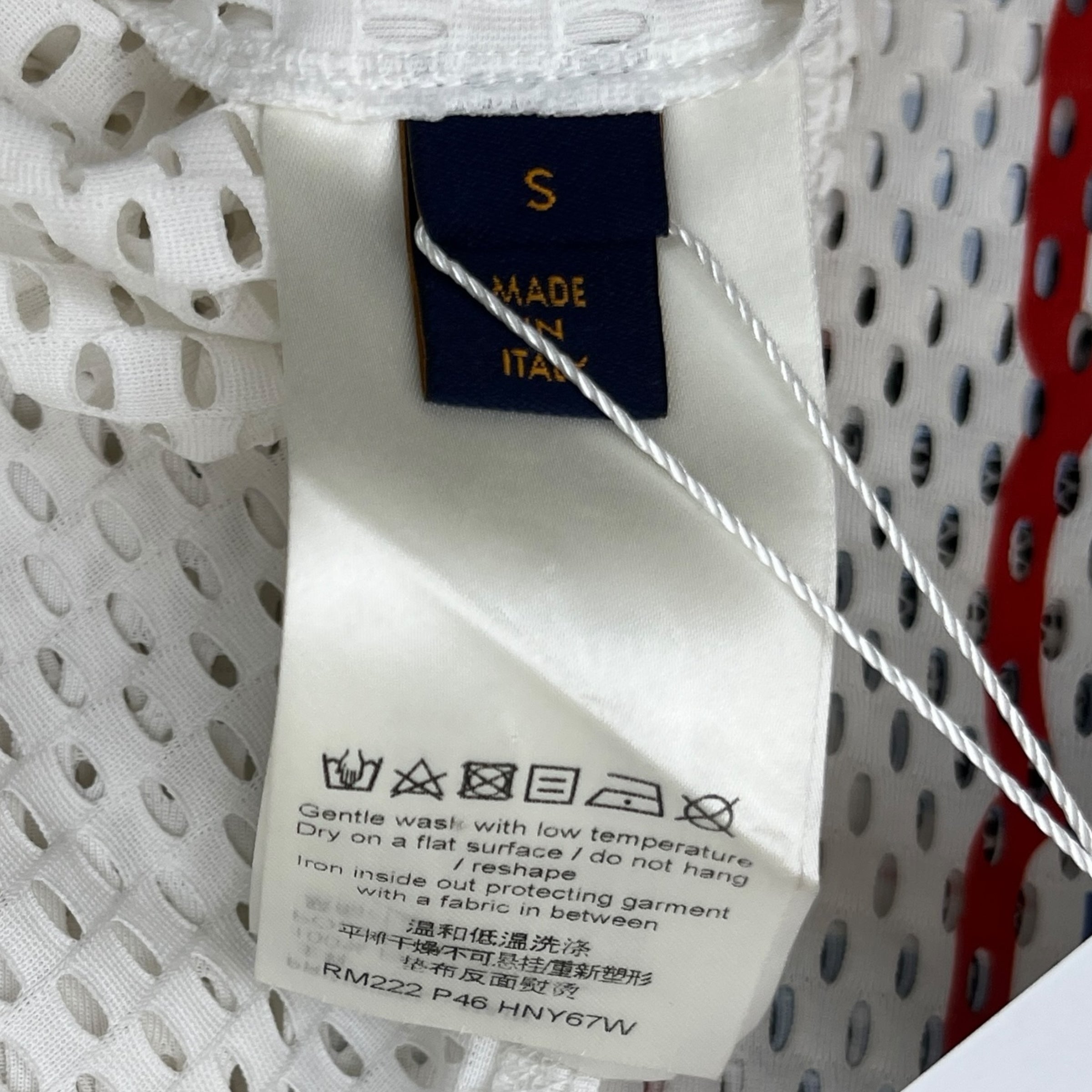 Men's Logo Print Mesh Long Sleeve T-Shirt White Size S