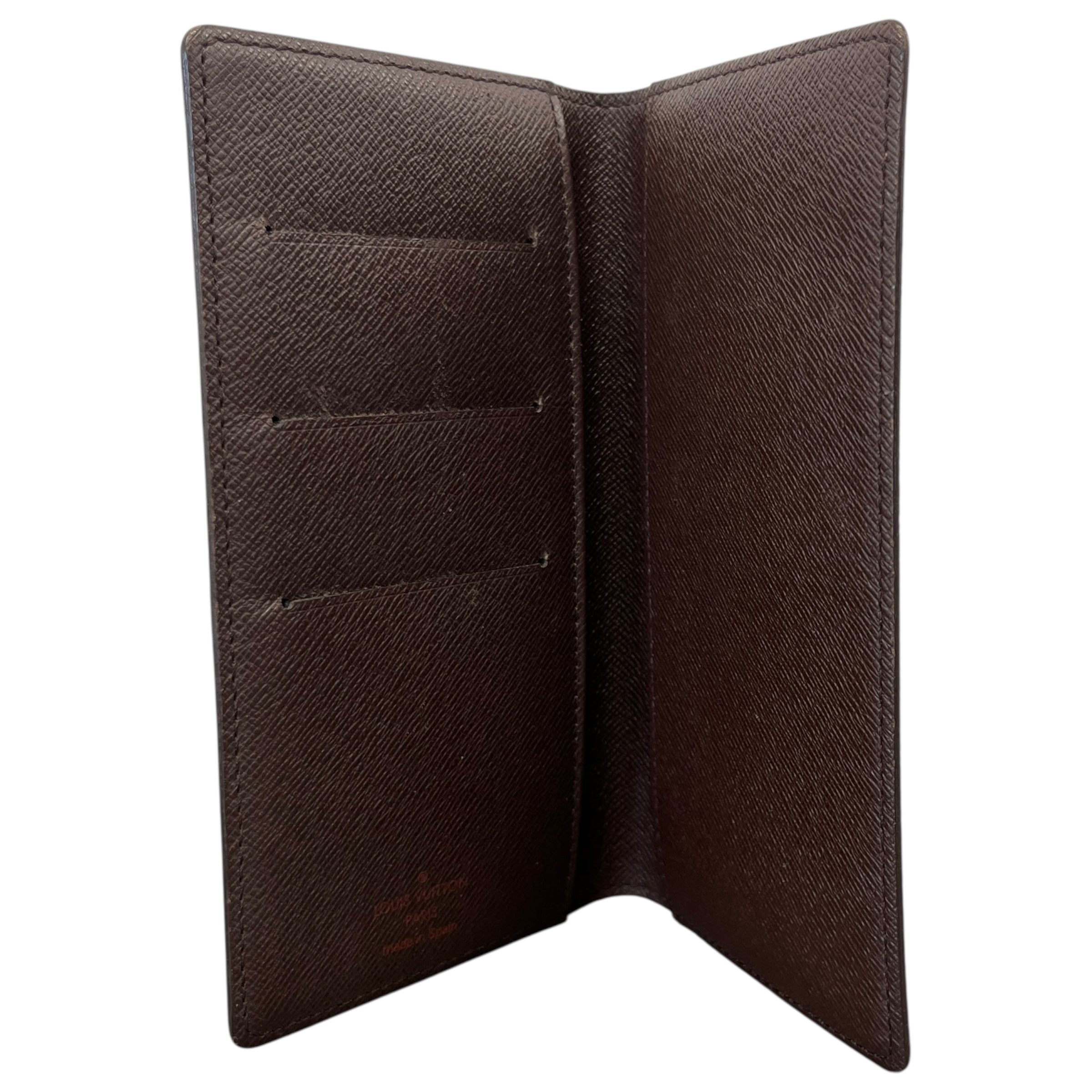 Damier Ebene Checkbook Cover Wallet Brown