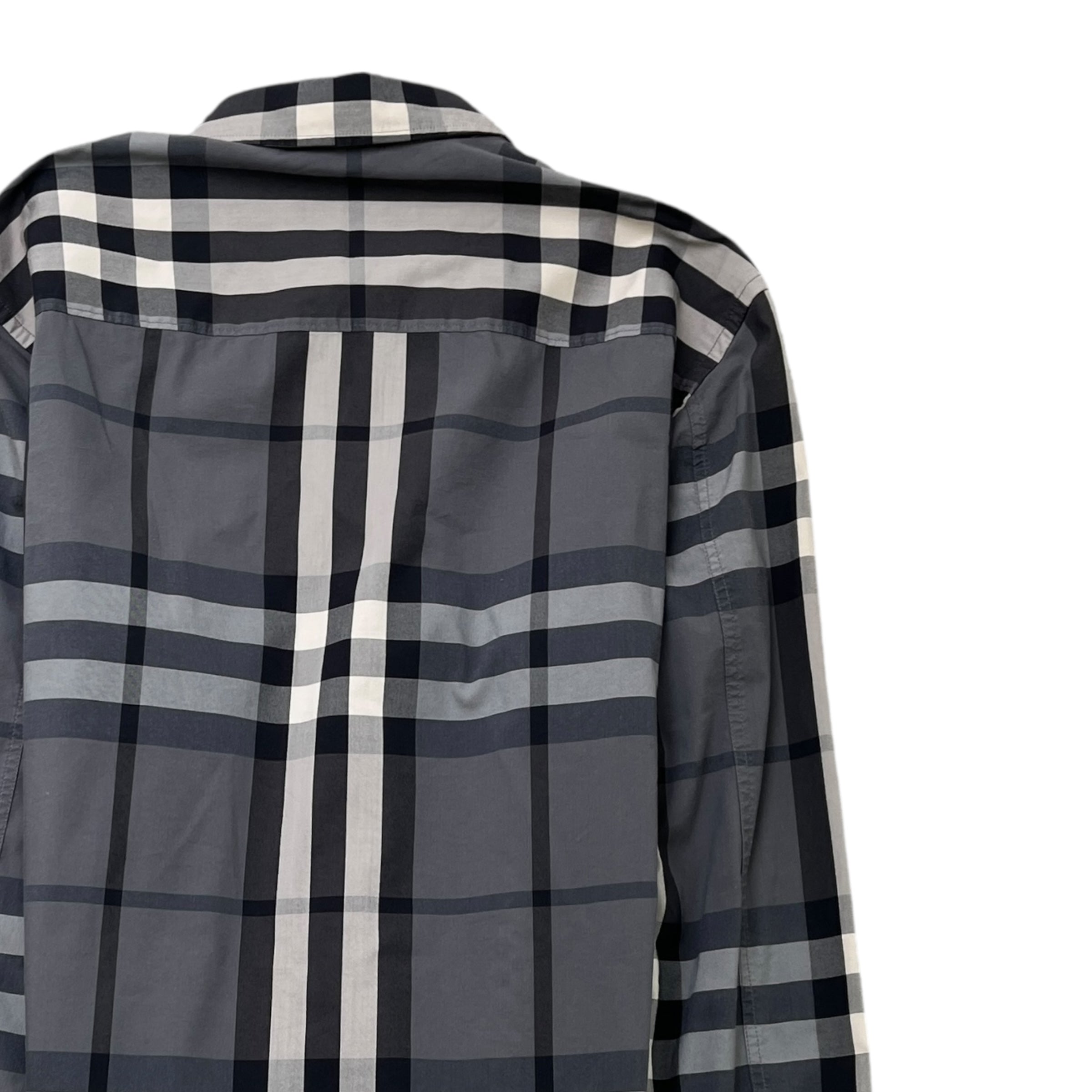 Men's Nova Check Long Sleeve Shirt Grey Size S