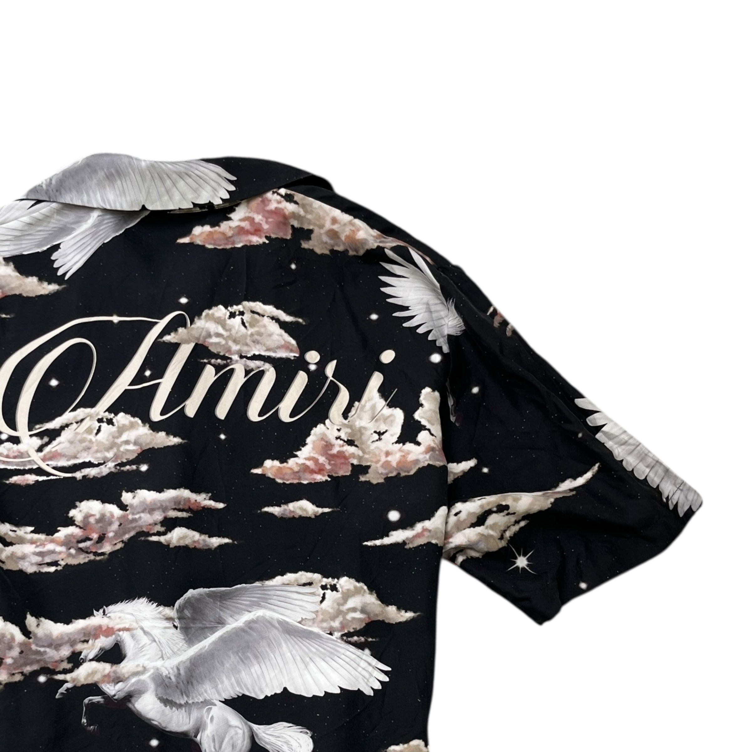 Men's All Over Pegasus Short Sleeve Shirt Black Size L