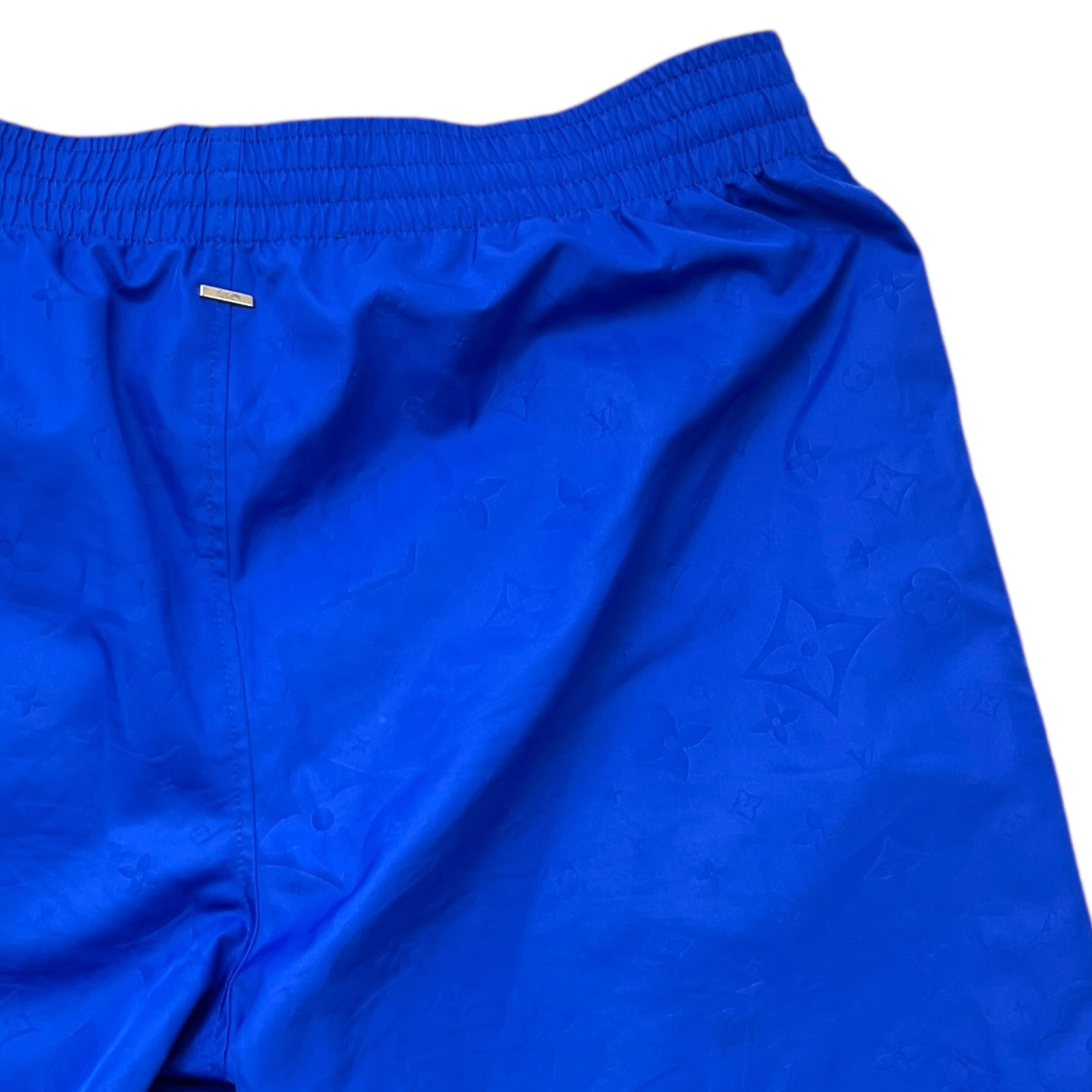 Men's Monogram Logo Swim Shorts Blue Size S