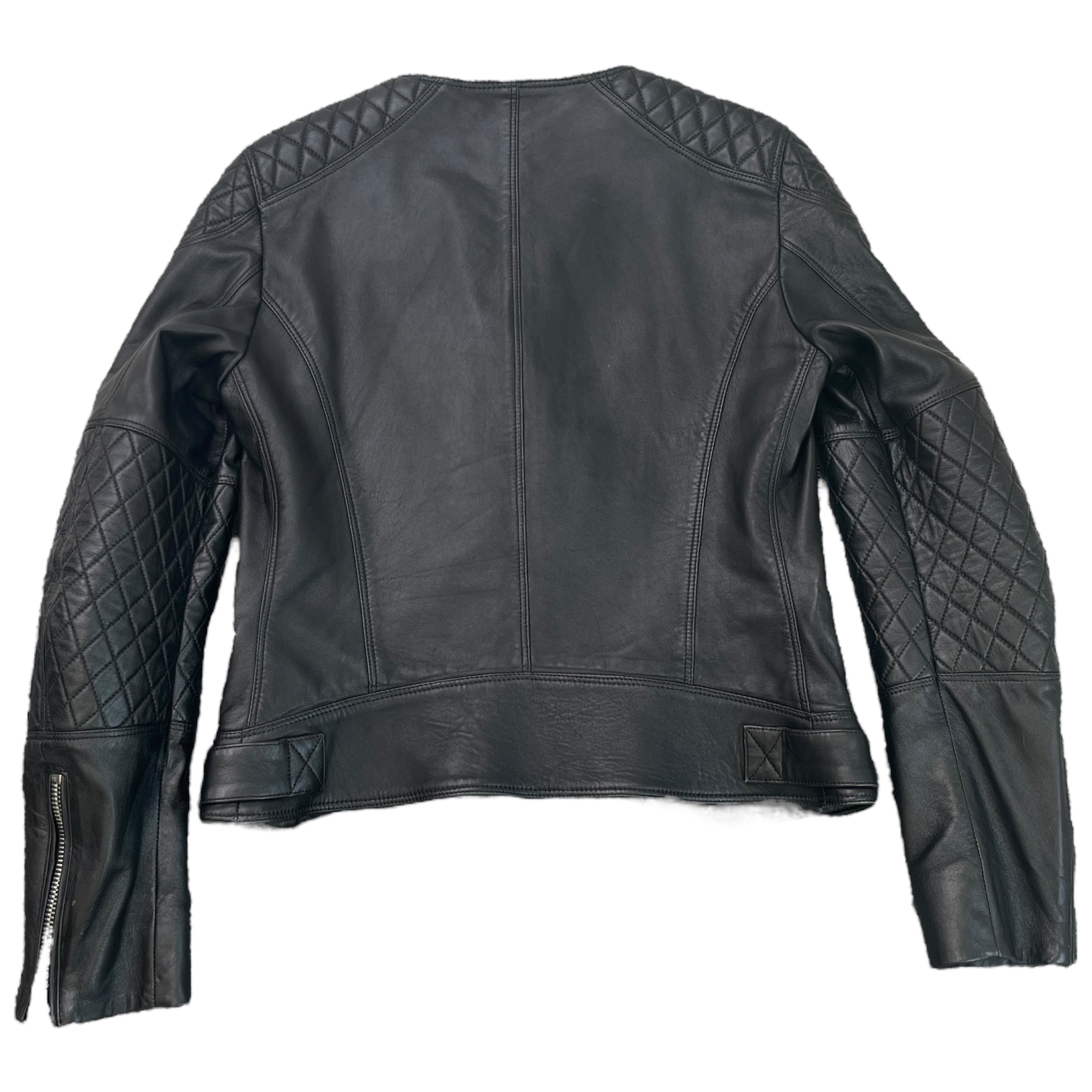 Women's Leather Biker Jacket Black Size L