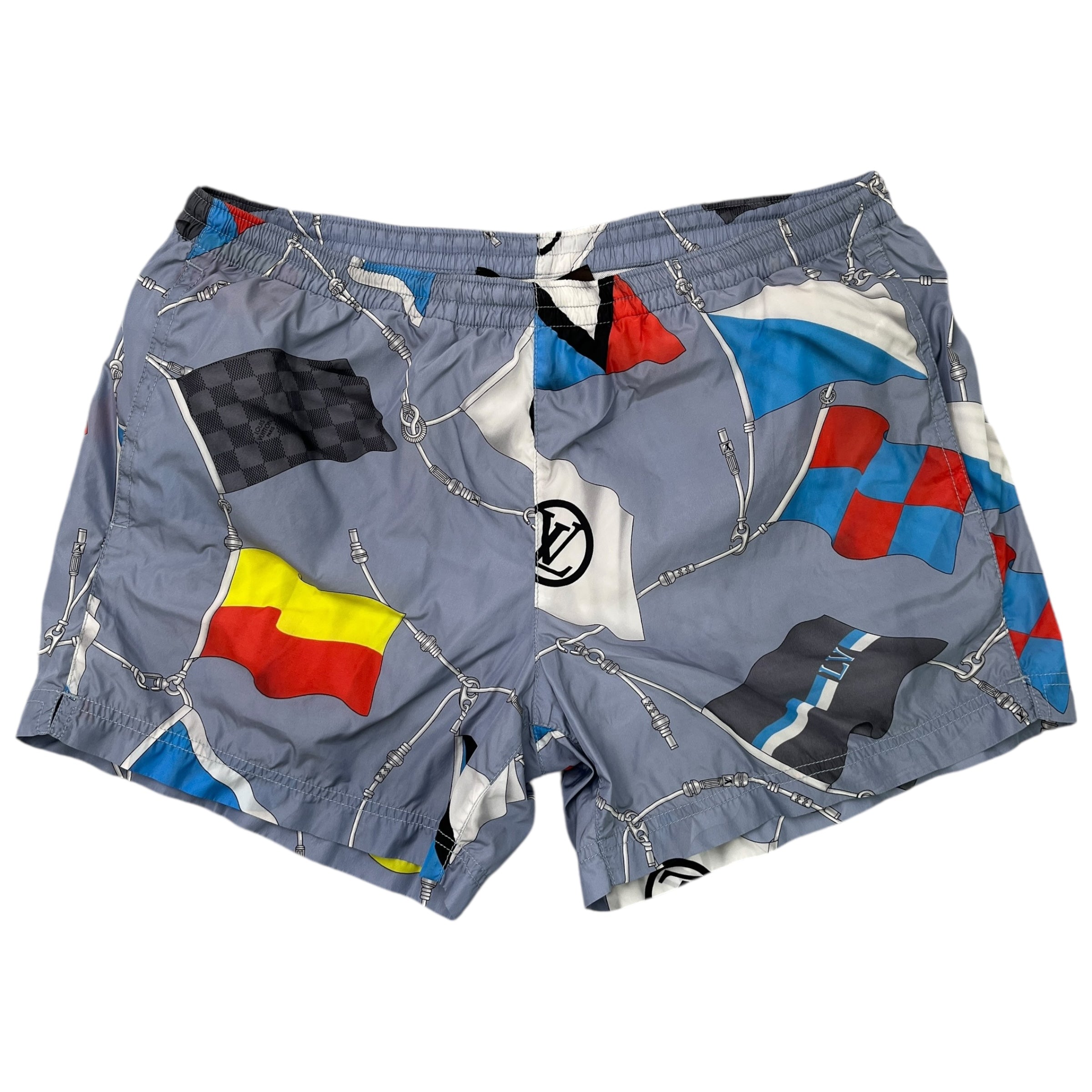 Men's Flag Damier Swim Shorts Grey Size S