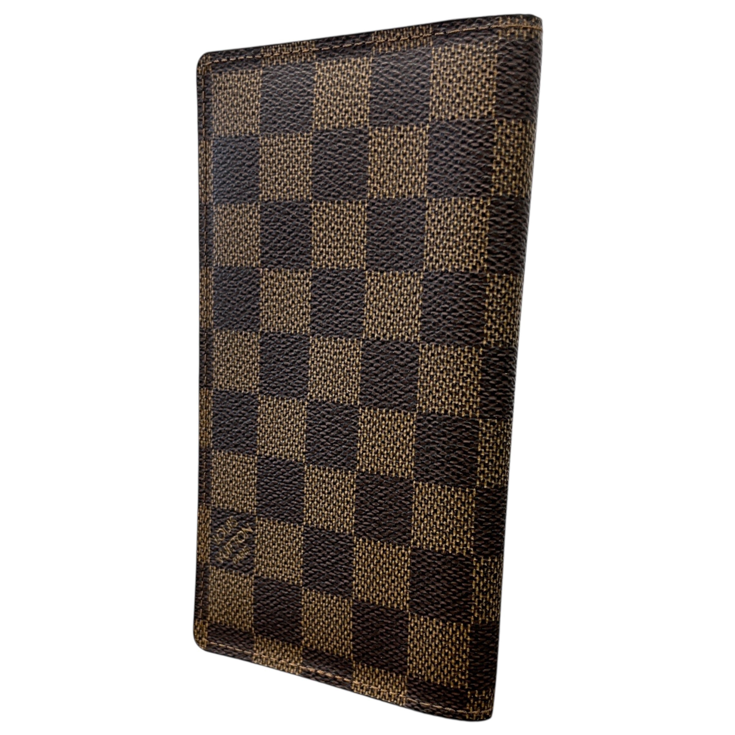 Damier Ebene Checkbook Cover Wallet Brown
