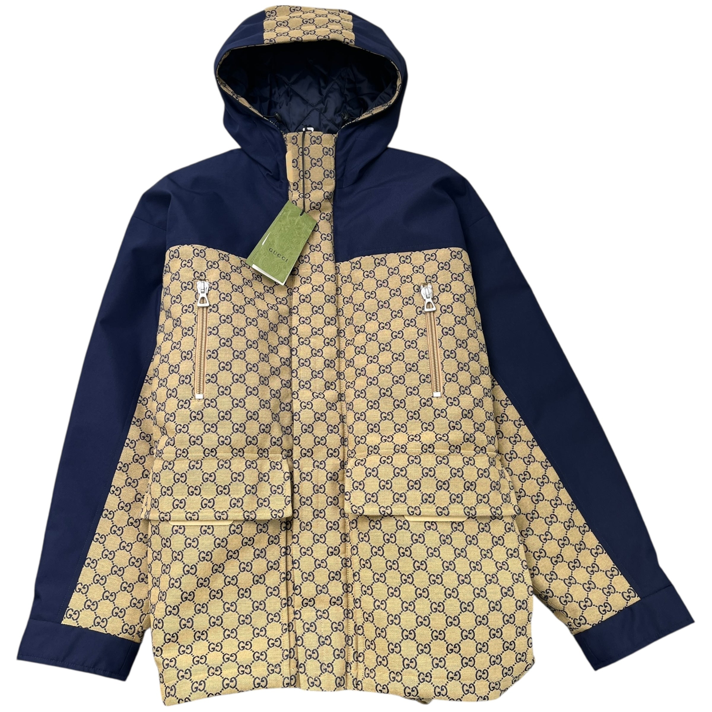 Men's Gg Supreme Canvas Down Jacket Beige Size IT 46 / S