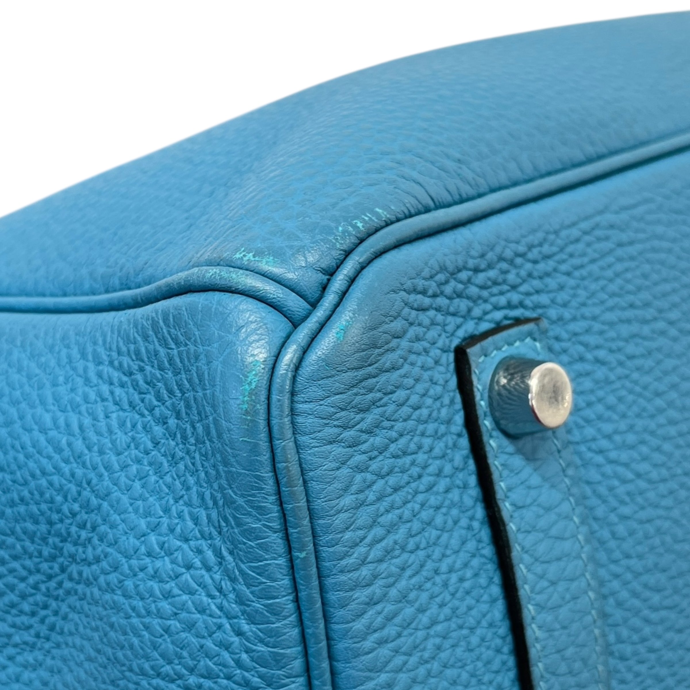 Women's Birkin 35 Clemence Blue Jean Handbag Blue