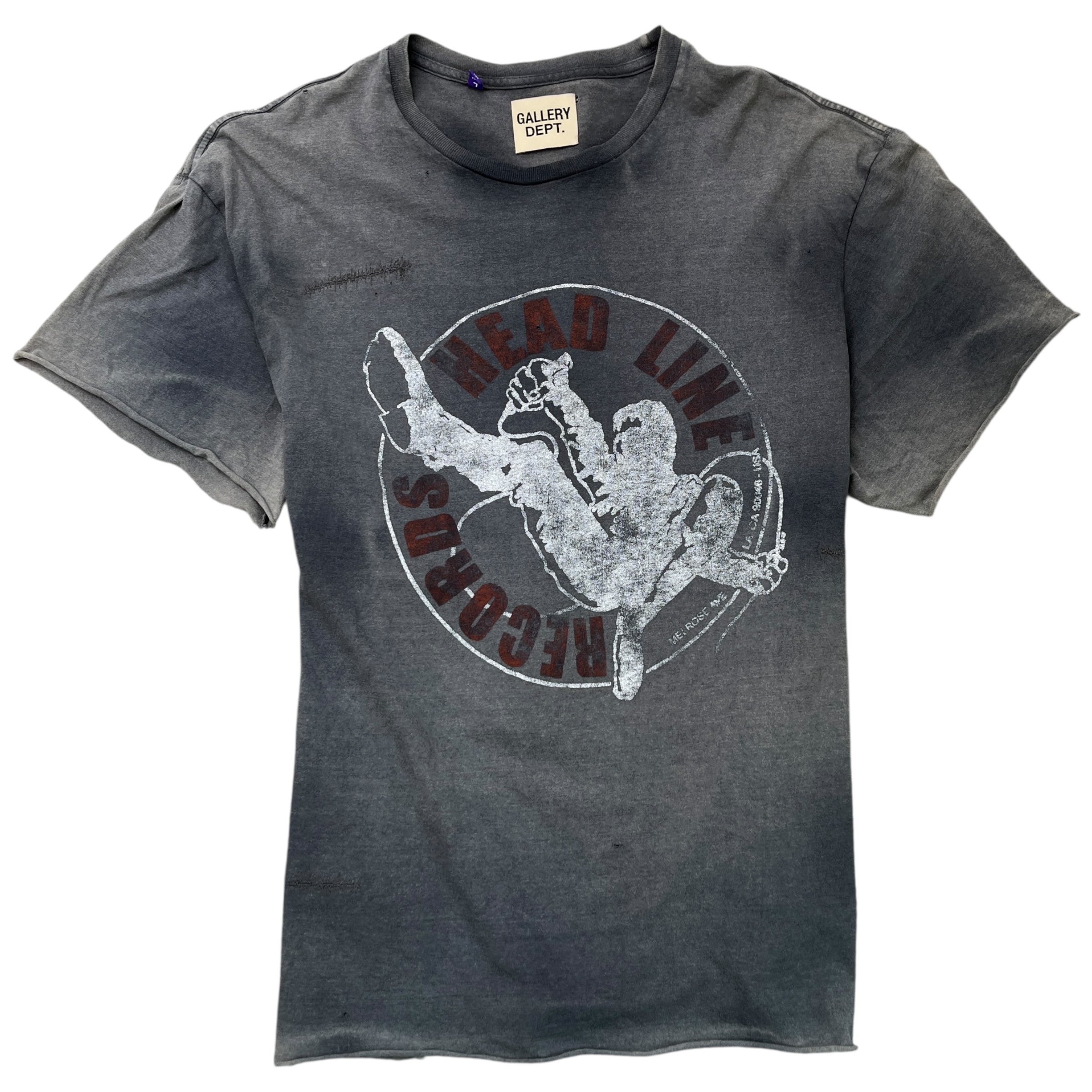 Men's Headline Records Distressed Shirt Charcoal Size L