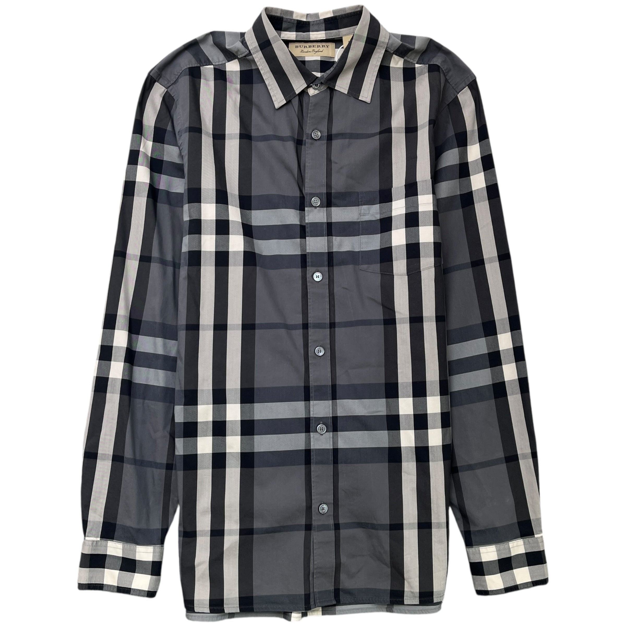Men's Nova Check Long Sleeve Shirt Grey Size S