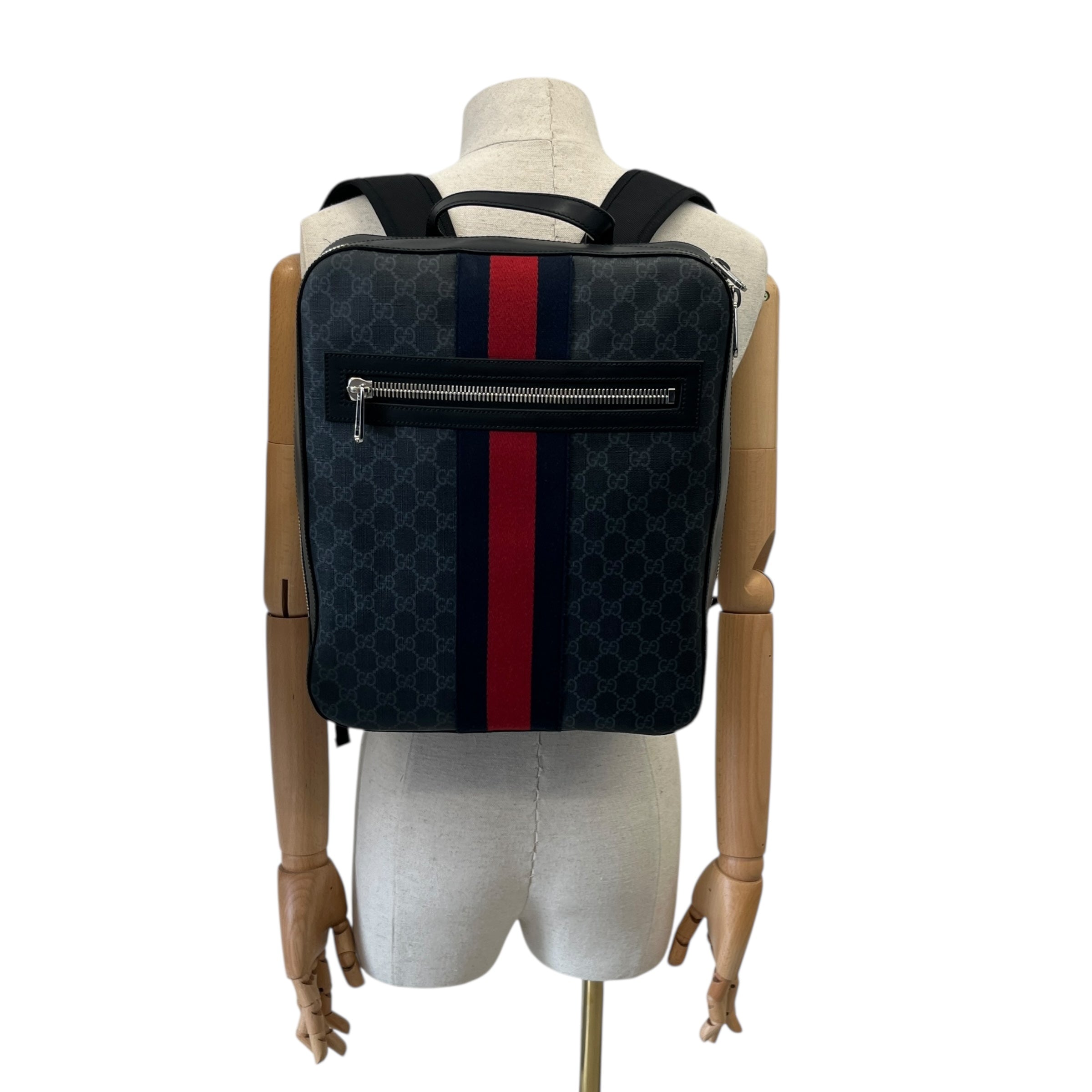 Men's Gg Supreme Web Backpack Charcoal