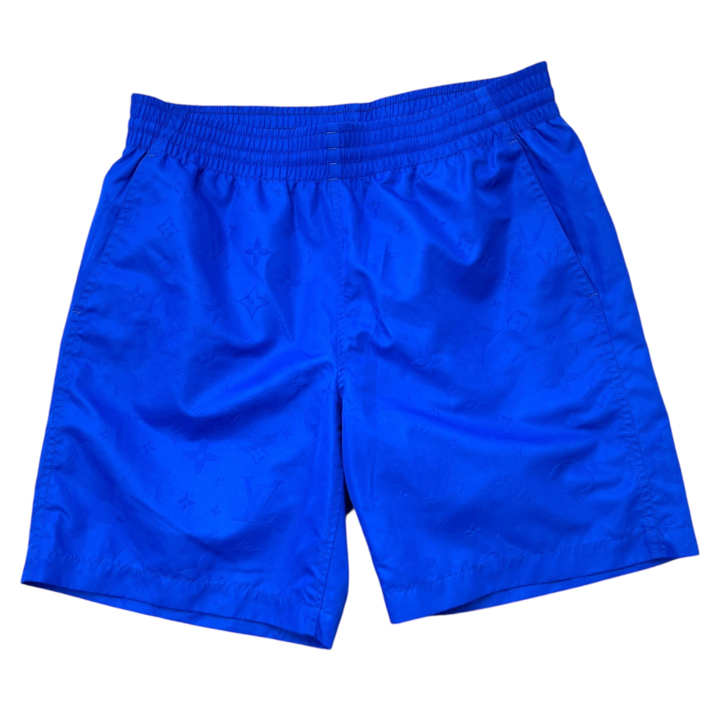 Men's Monogram Logo Swim Shorts Blue Size S