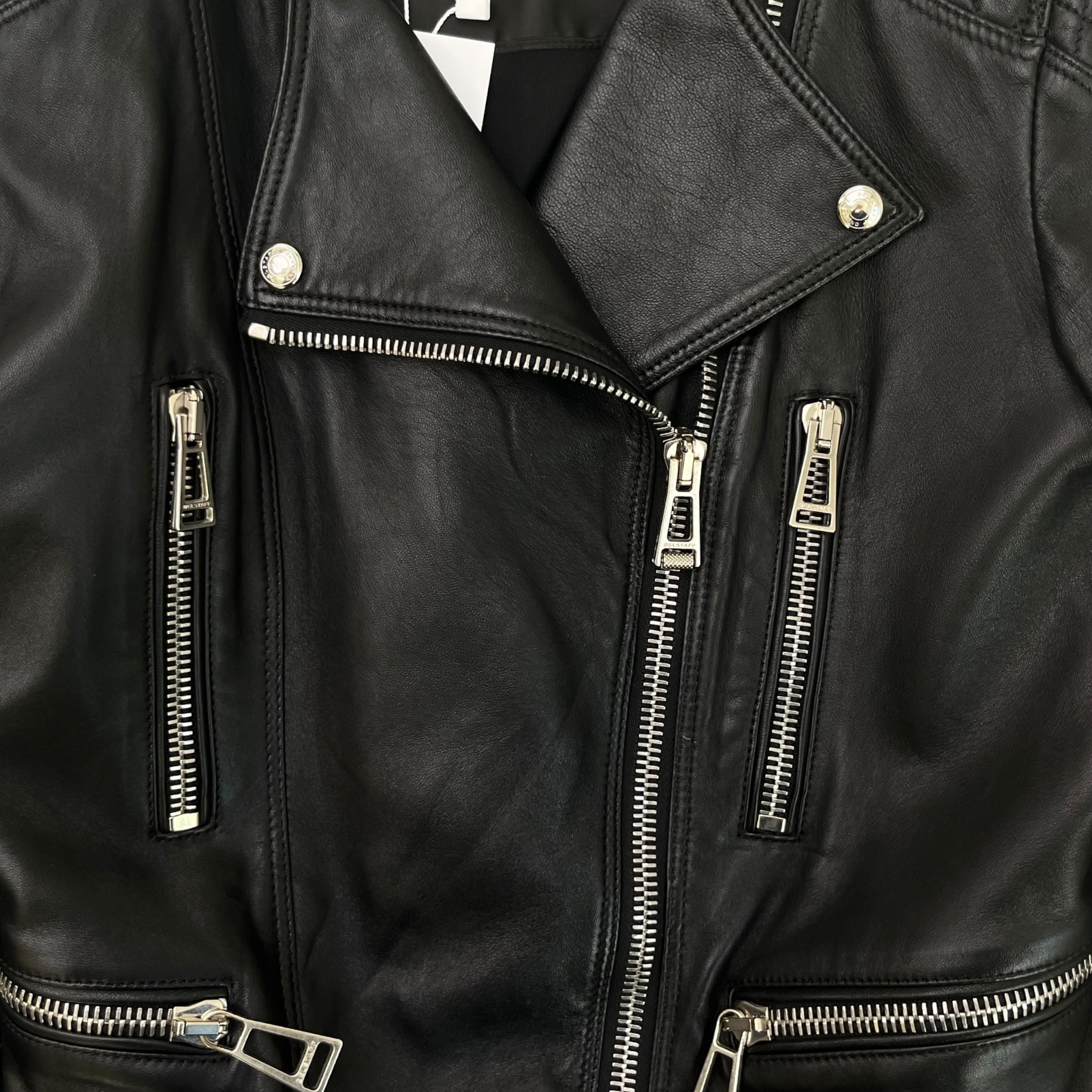 Women's Leather Biker Jacket Black Size L