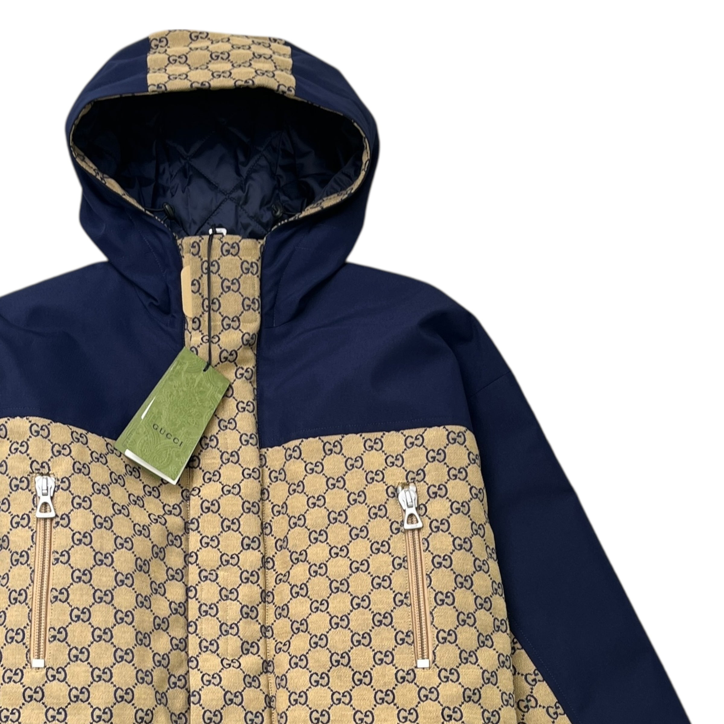 Men's Gg Supreme Canvas Down Jacket Navy Size IT 48 / M