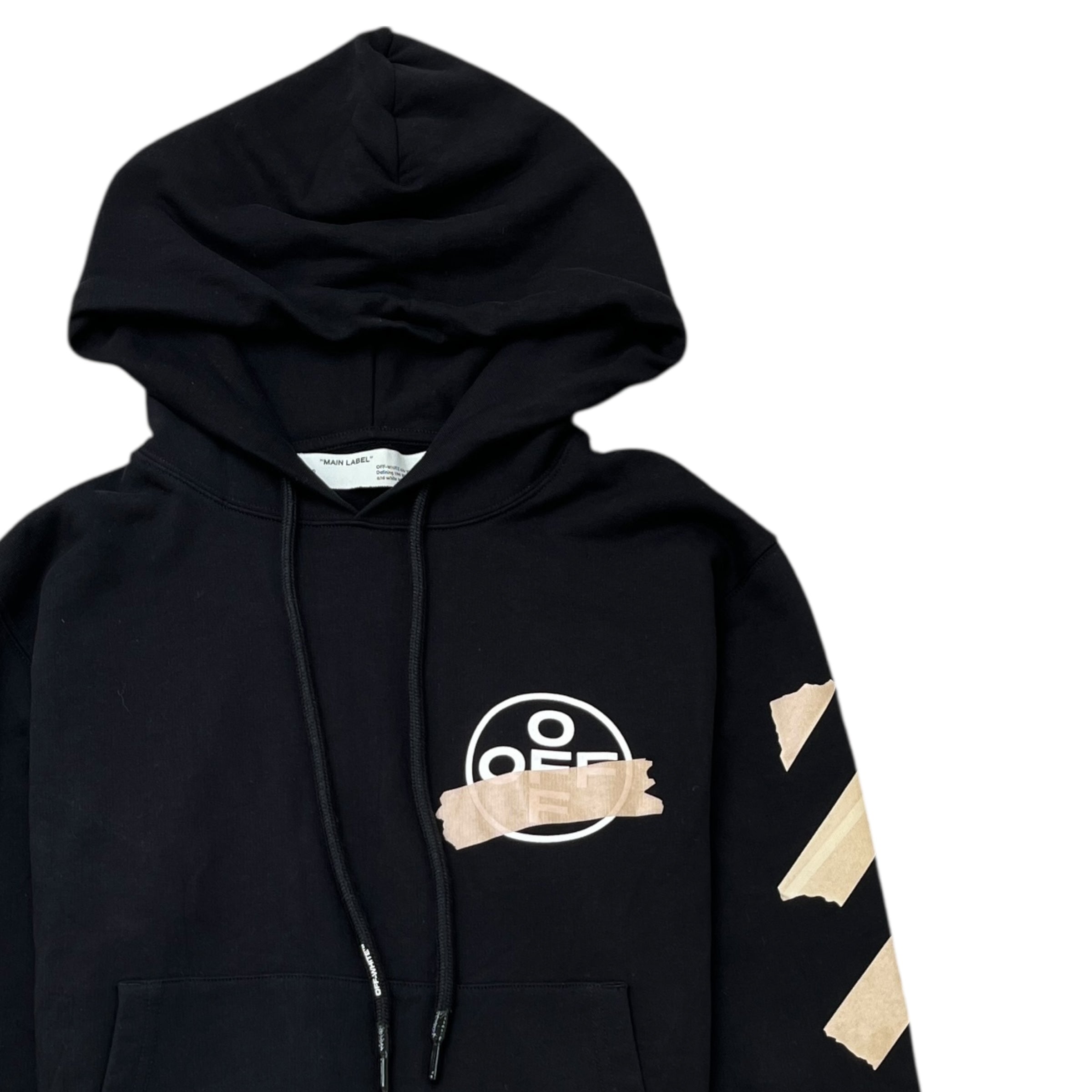 Men's Tape Arrow Logo Hoodie Black Size L