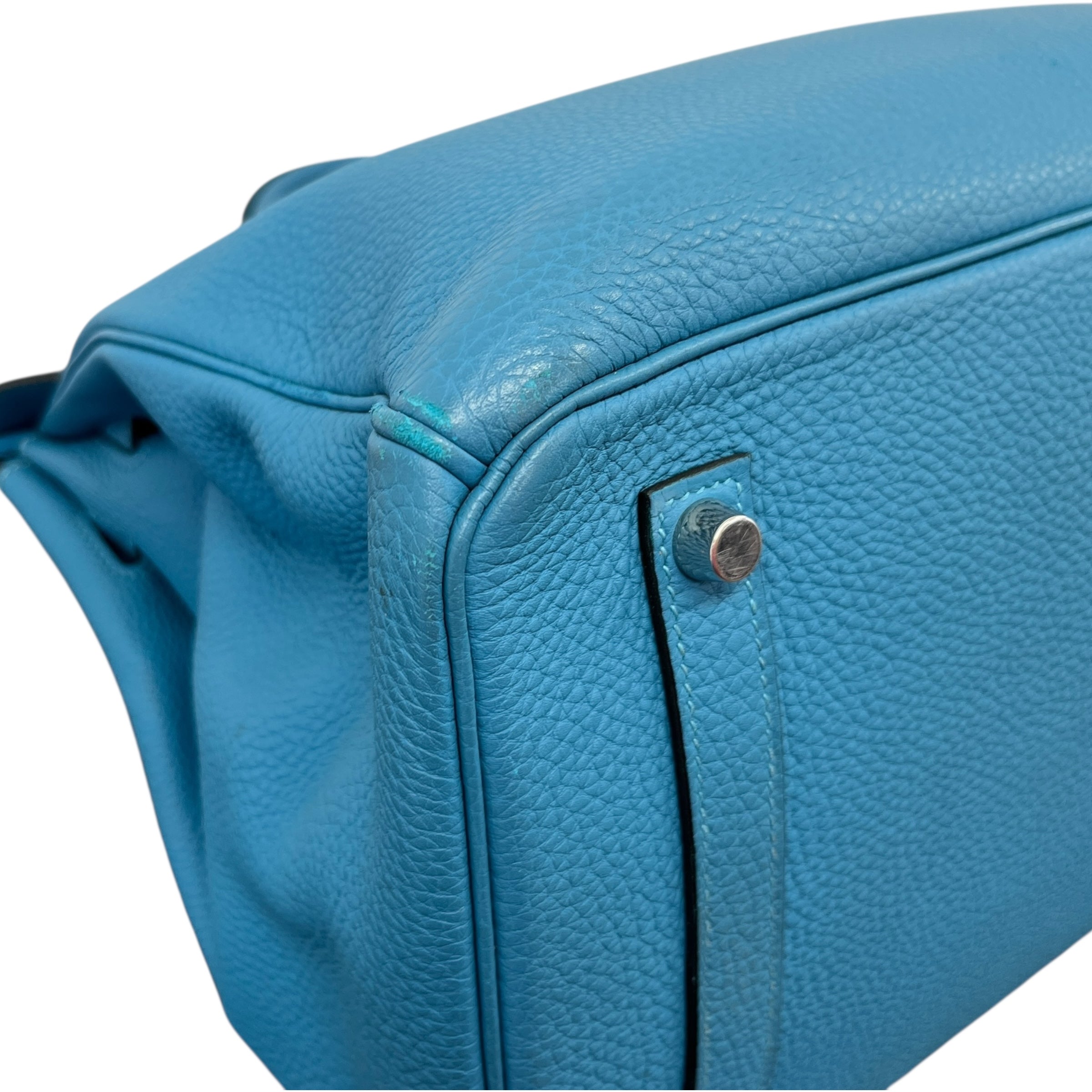 Women's Birkin 35 Clemence Blue Jean Handbag Blue