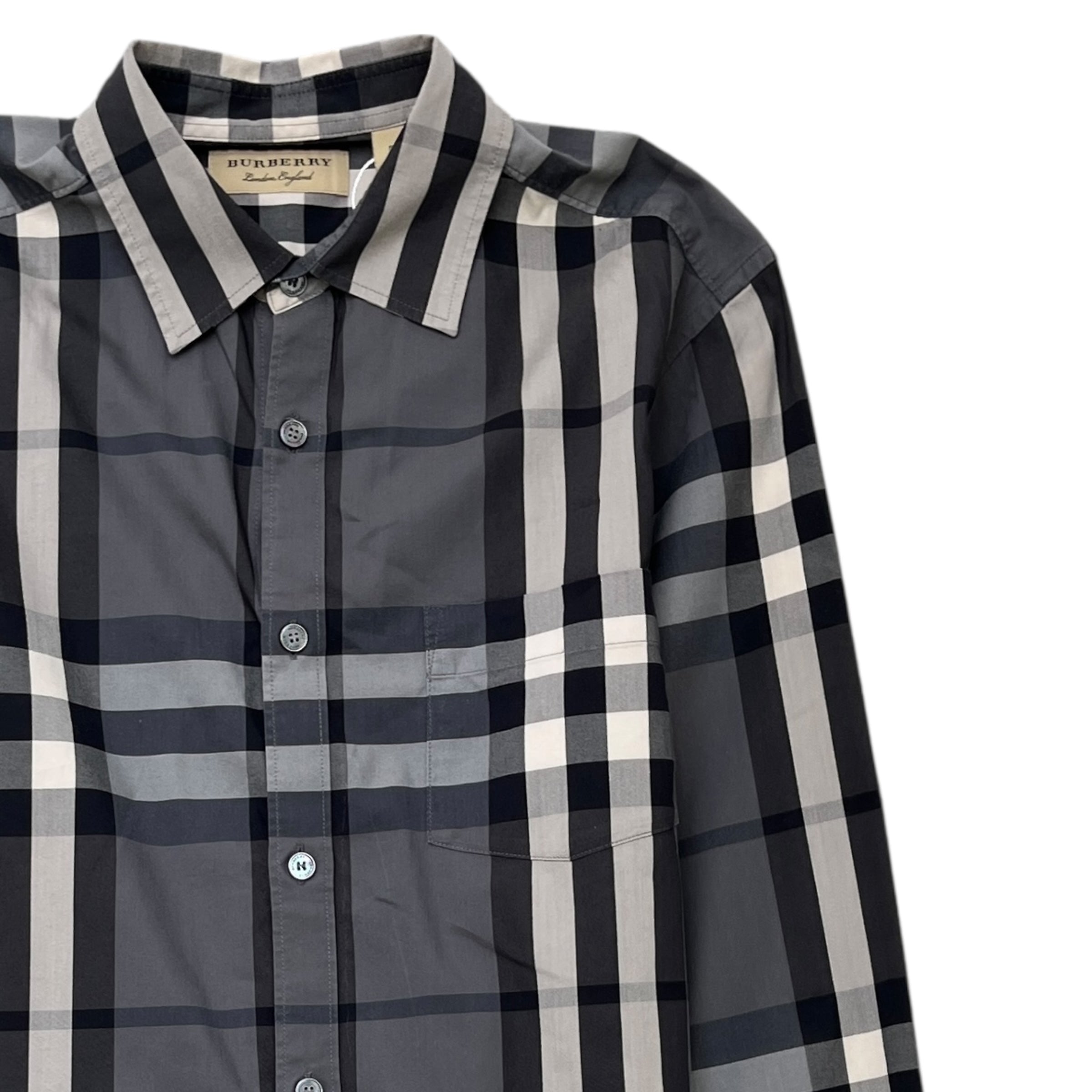 Men's Nova Check Long Sleeve Shirt Grey Size S