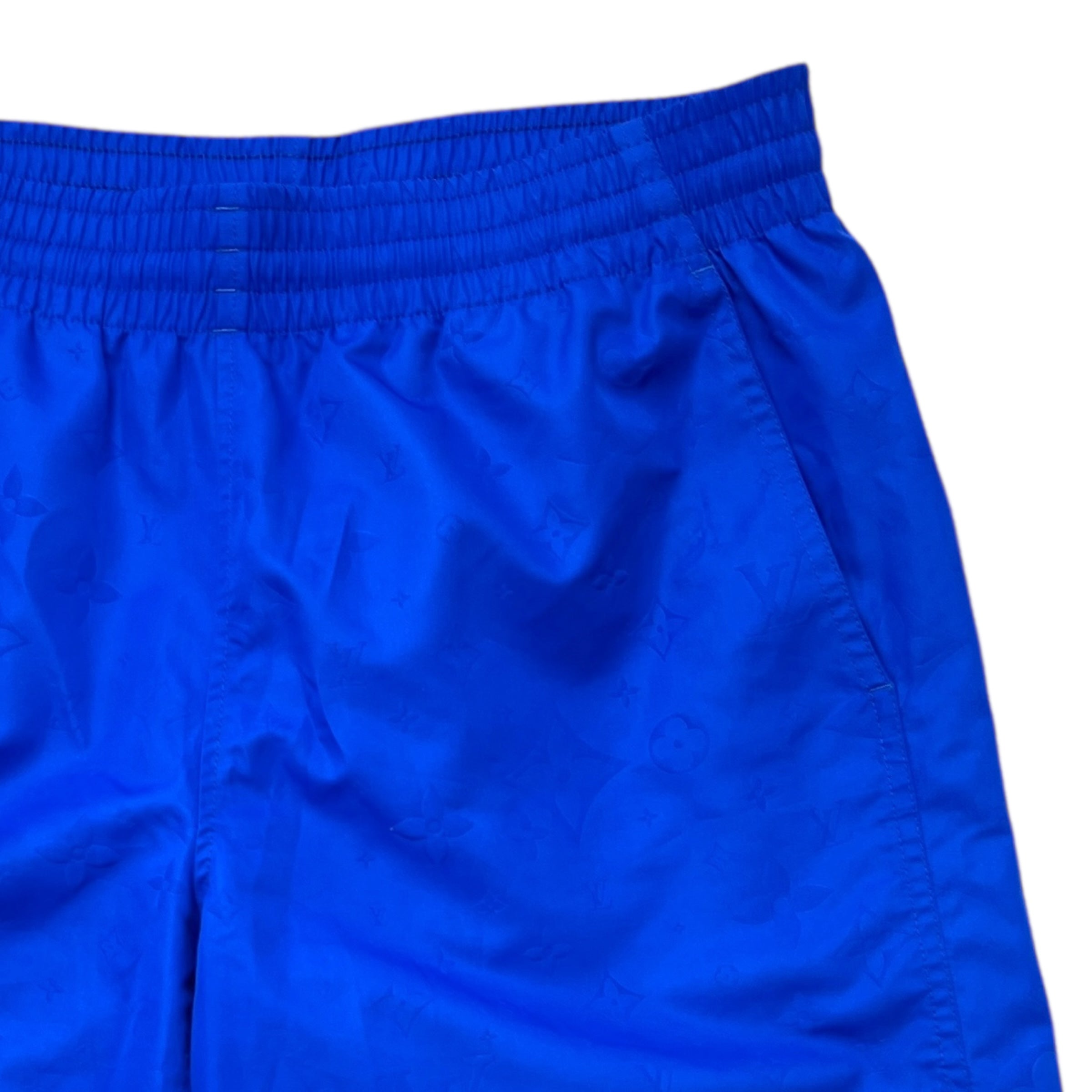 Men's Monogram Logo Swim Shorts Blue Size S